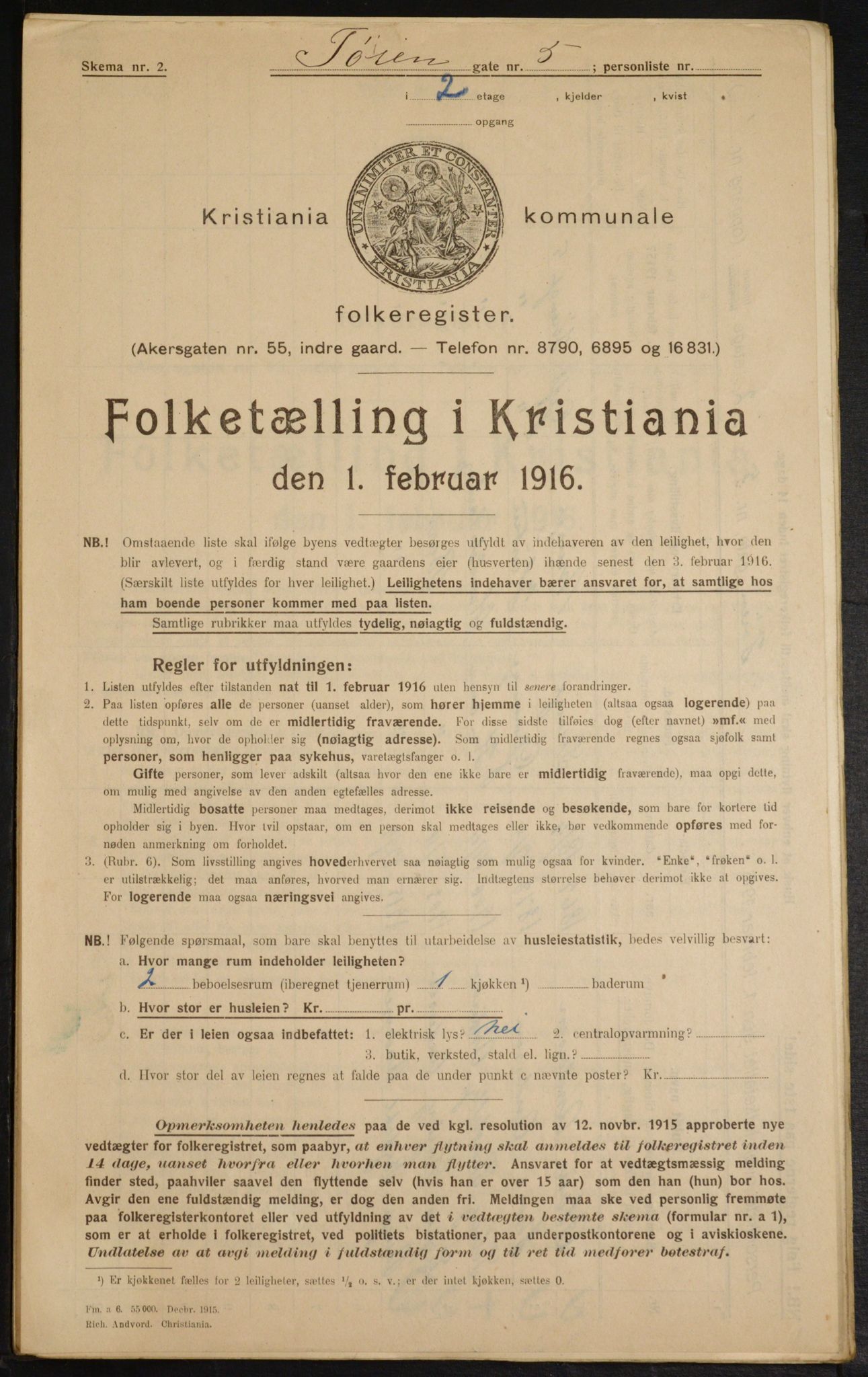 OBA, Municipal Census 1916 for Kristiania, 1916, p. 120685