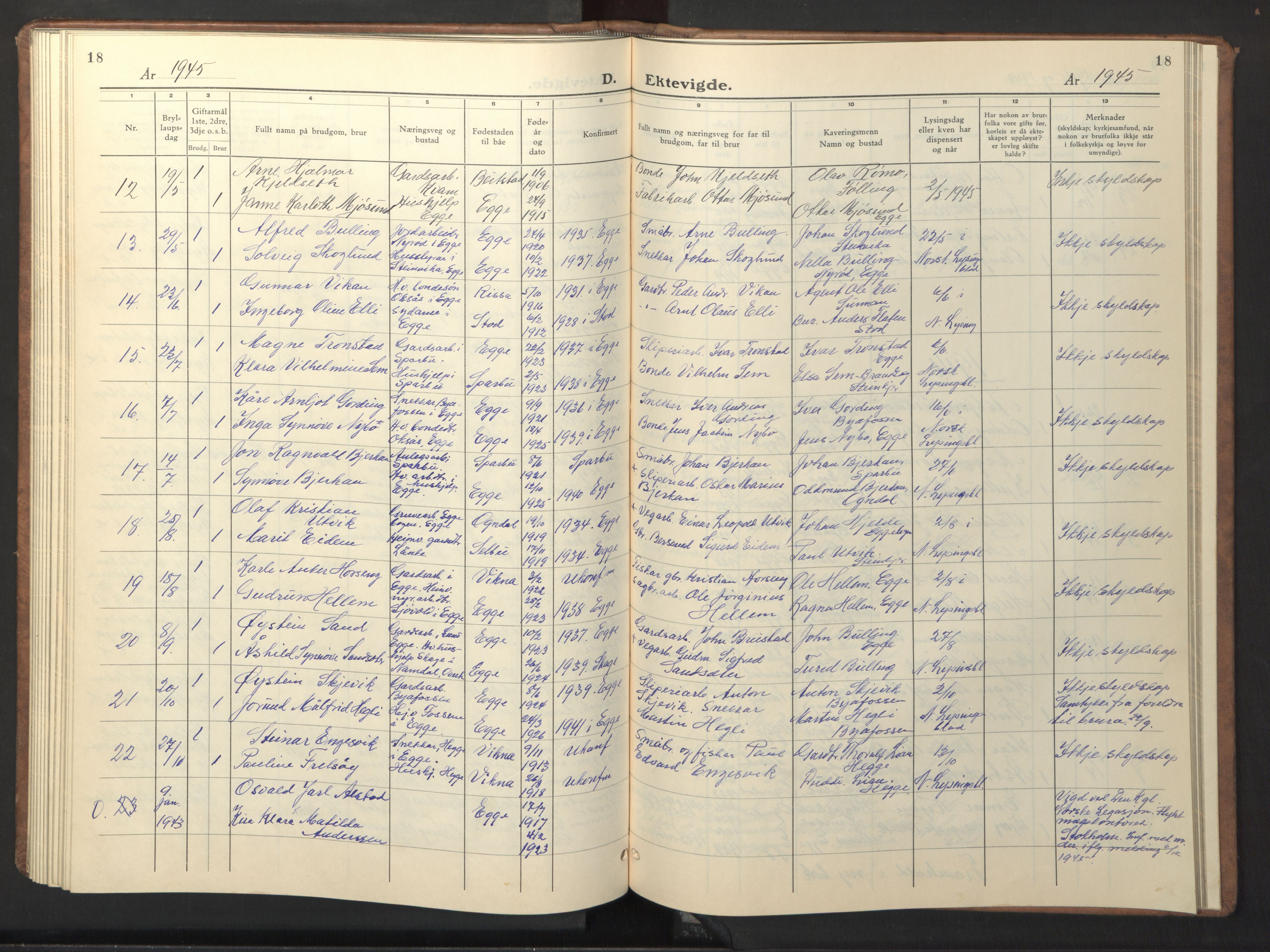 Ministerialprotokoller, klokkerbøker og fødselsregistre - Nord-Trøndelag, SAT/A-1458/740/L0384: Parish register (copy) no. 740C05, 1939-1946, p. 18