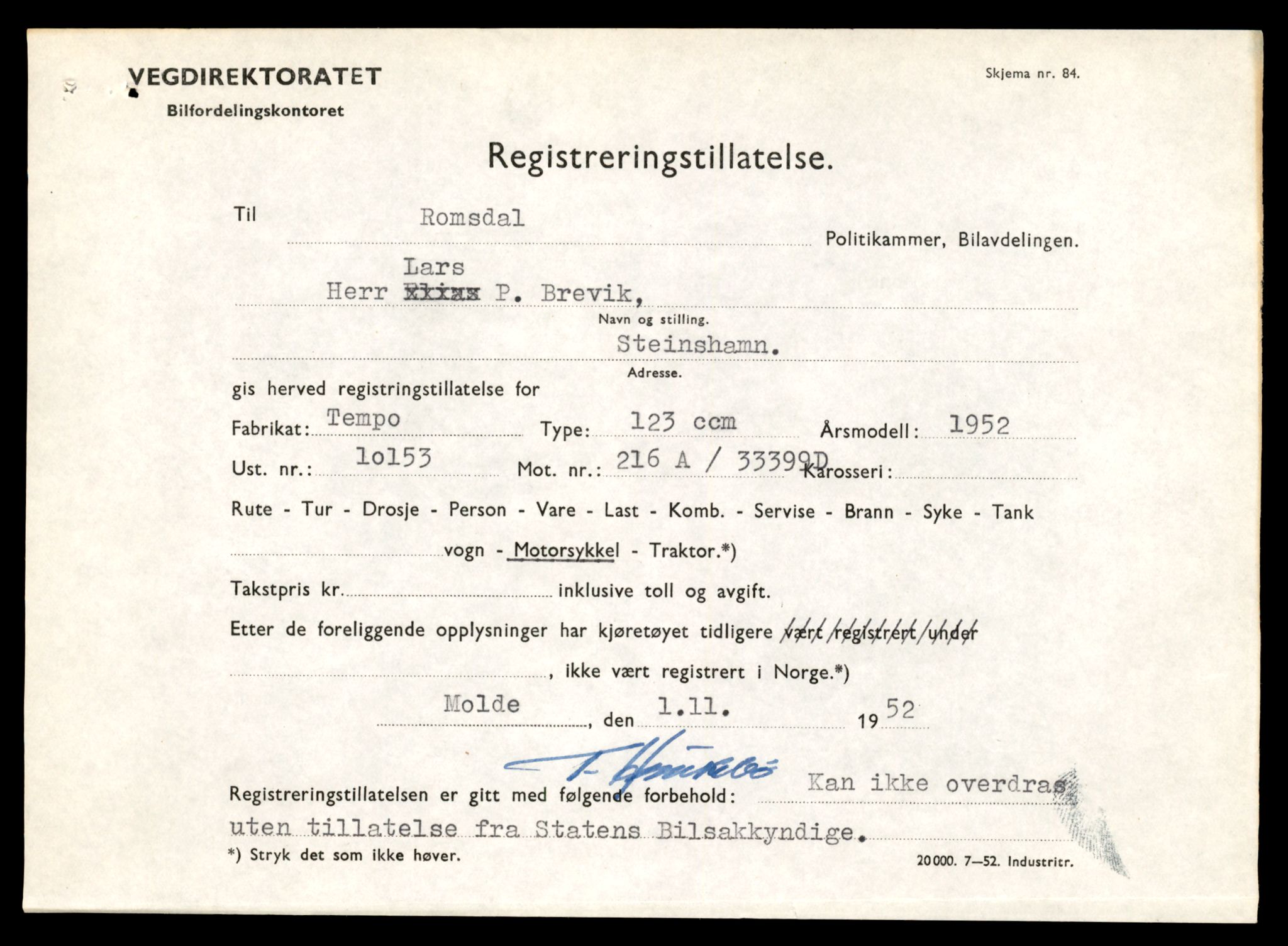 Møre og Romsdal vegkontor - Ålesund trafikkstasjon, AV/SAT-A-4099/F/Fe/L0041: Registreringskort for kjøretøy T 13710 - T 13905, 1927-1998, p. 2595