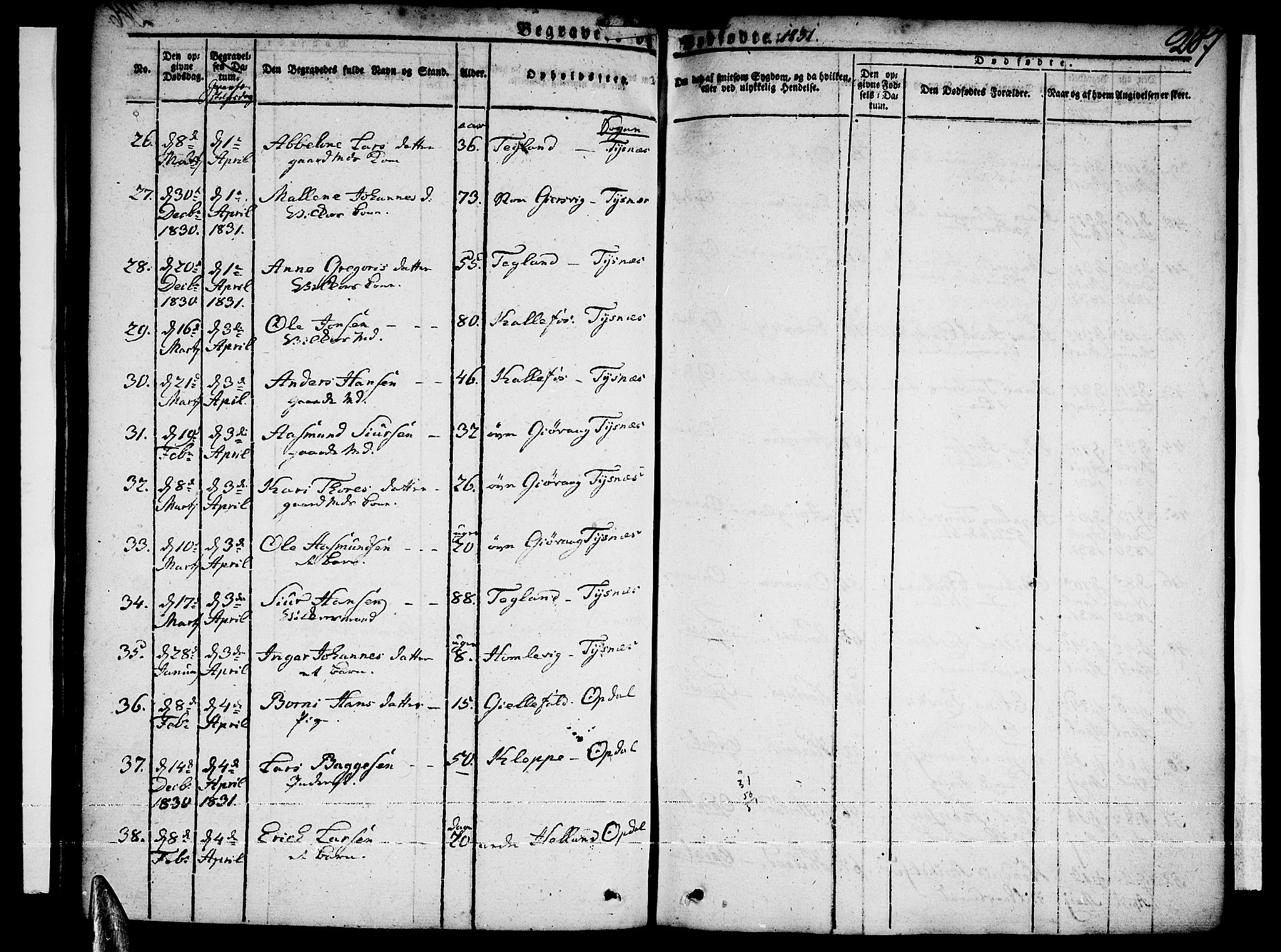 Tysnes sokneprestembete, AV/SAB-A-78601/H/Haa: Parish register (official) no. A 8, 1826-1837, p. 287