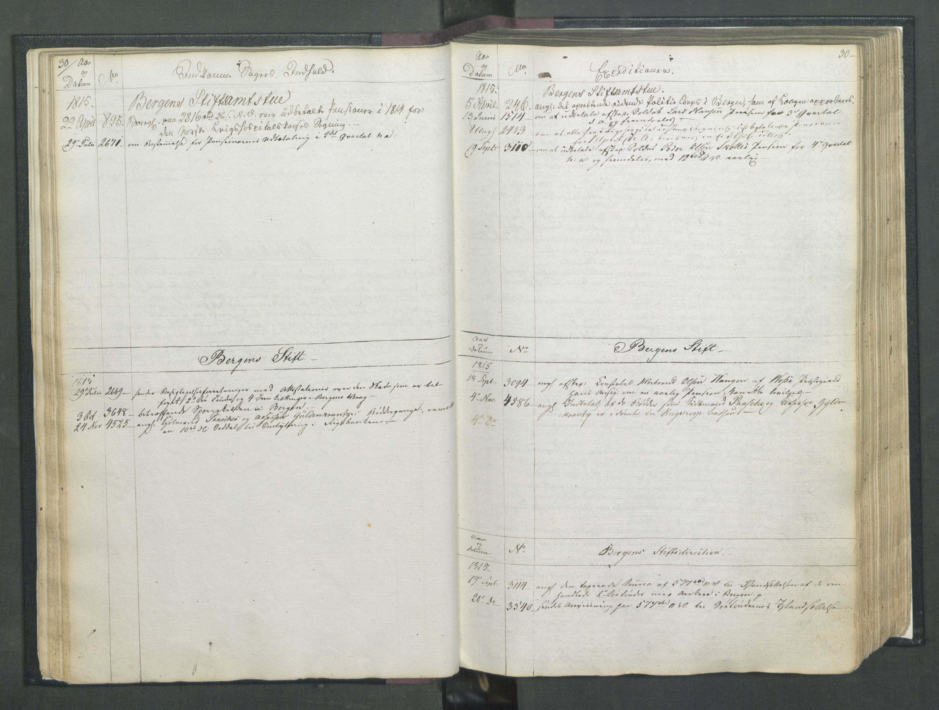 Armédepartementet, RA/RAFA-3493/C/Ca/L0007: 6. Departements Register, 1815, p. 30