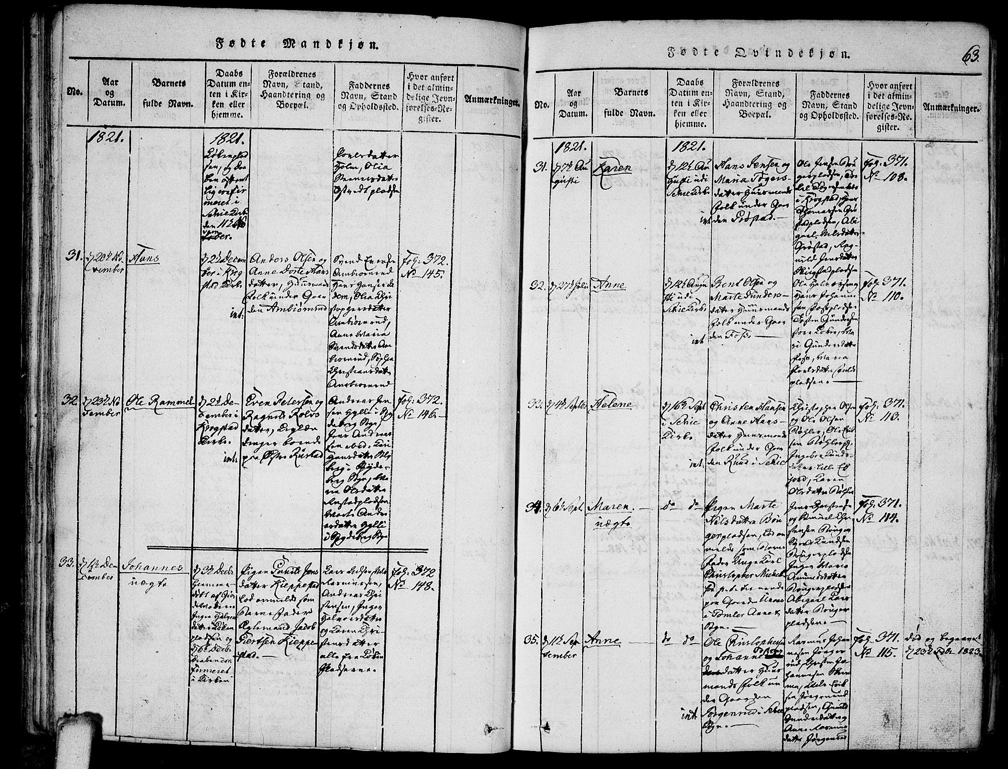 Kråkstad prestekontor Kirkebøker, AV/SAO-A-10125a/F/Fa/L0003: Parish register (official) no. I 3, 1813-1824, p. 63