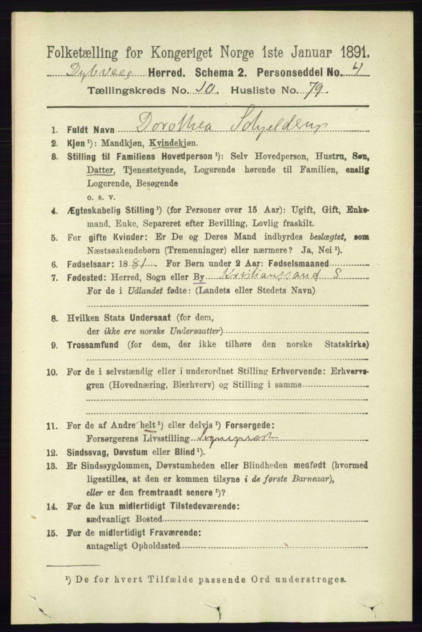 RA, 1891 census for 0915 Dypvåg, 1891, p. 4230
