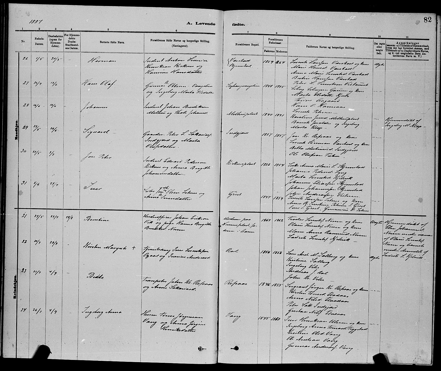 Ministerialprotokoller, klokkerbøker og fødselsregistre - Nord-Trøndelag, AV/SAT-A-1458/730/L0301: Parish register (copy) no. 730C04, 1880-1897, p. 82