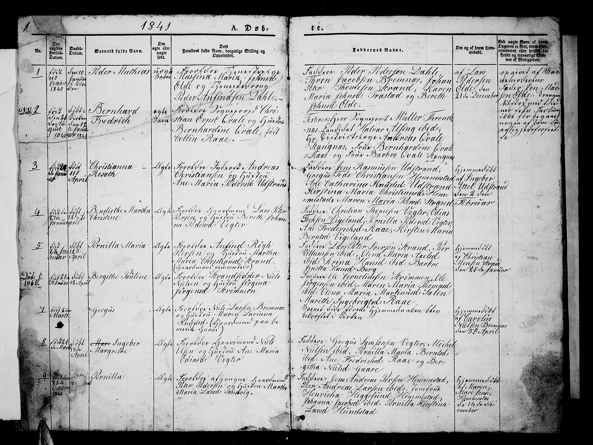 Kvæfjord sokneprestkontor, SATØ/S-1323/G/Ga/Gab/L0002klokker: Parish register (copy) no. 2, 1841-1855, p. 1