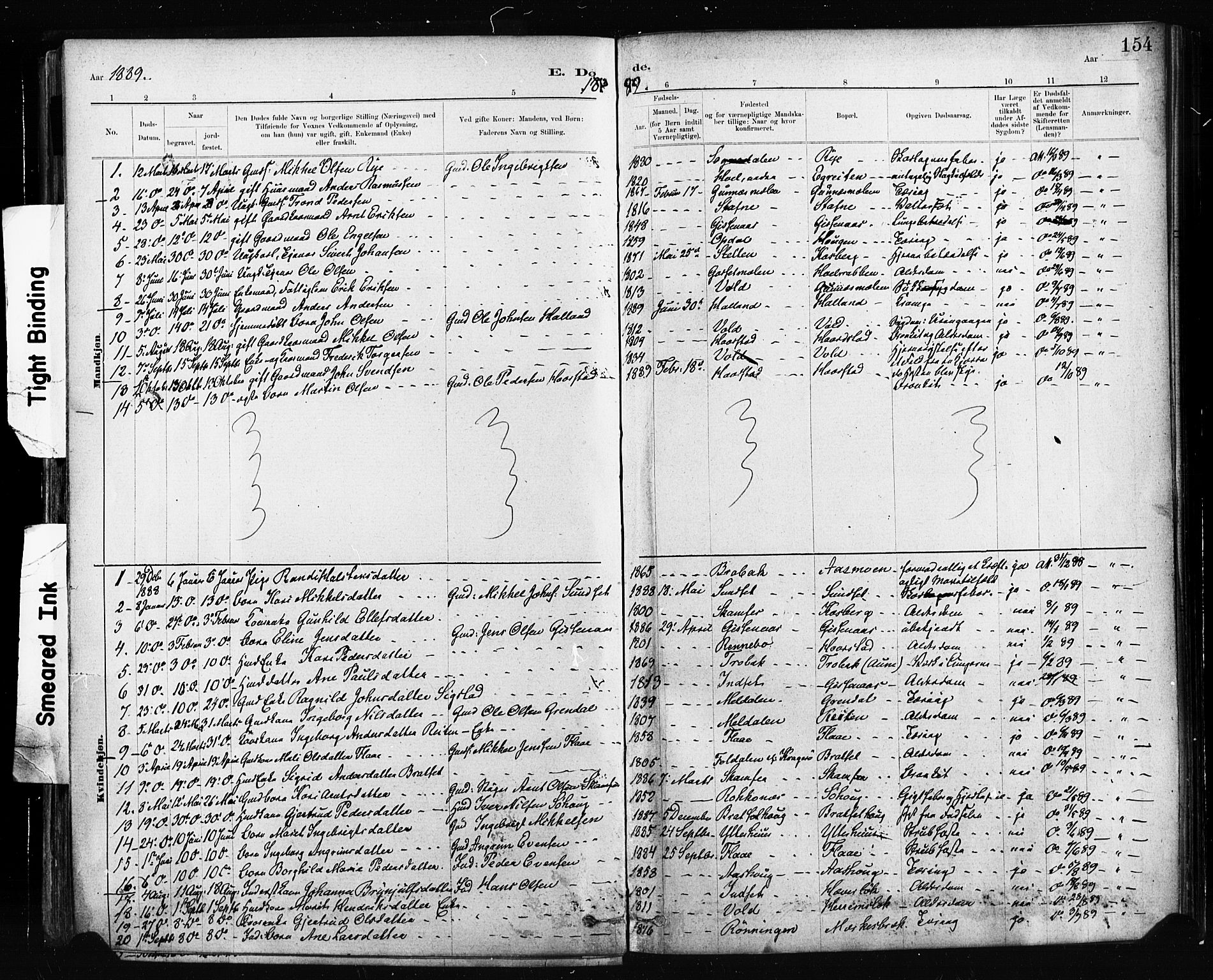 Ministerialprotokoller, klokkerbøker og fødselsregistre - Sør-Trøndelag, SAT/A-1456/674/L0871: Parish register (official) no. 674A03, 1880-1896, p. 154