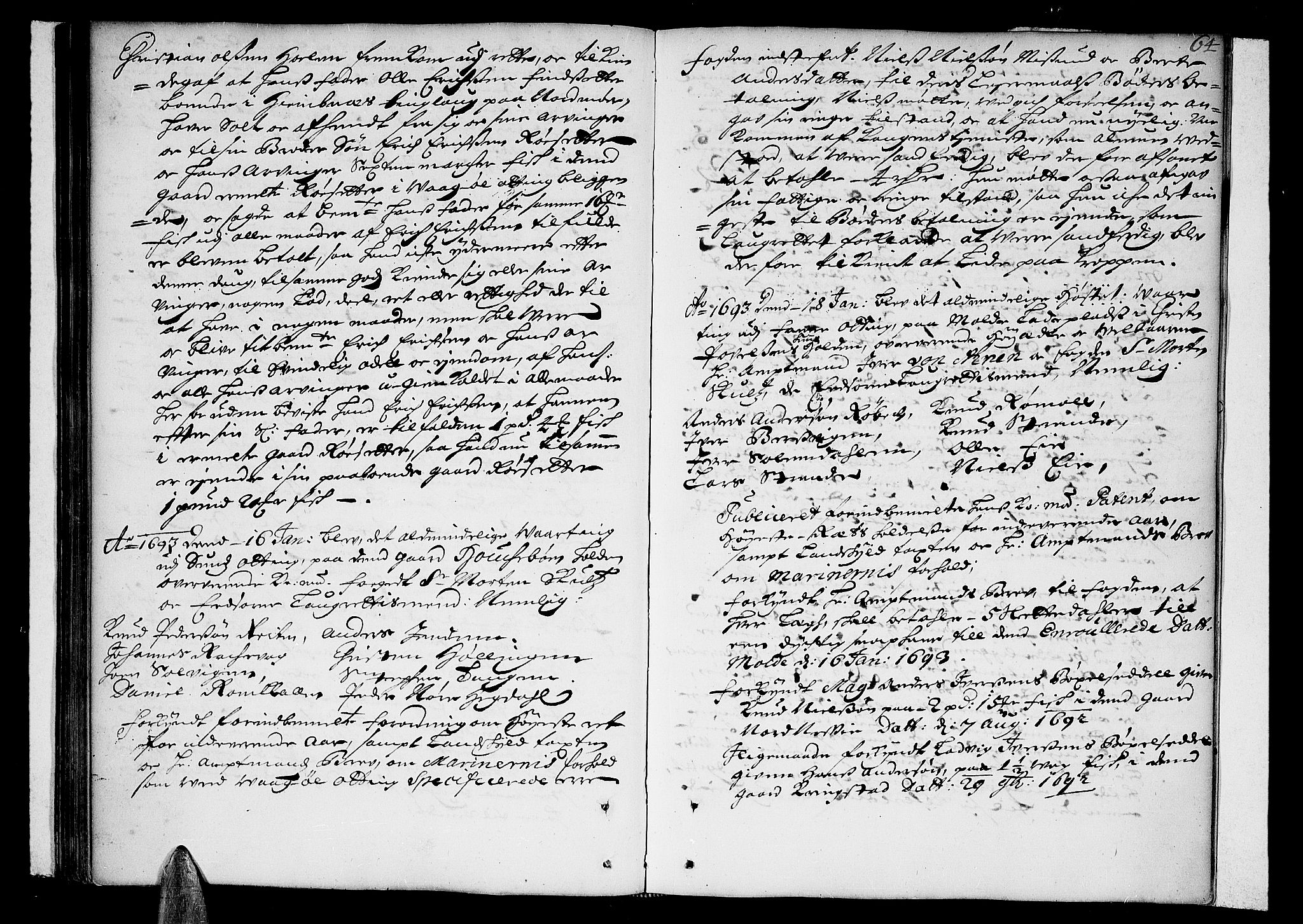 Romsdal sorenskriveri, SAT/A-4149/1/1/1A/L0002: Tingbok, 1690-1693, p. 63b-64a