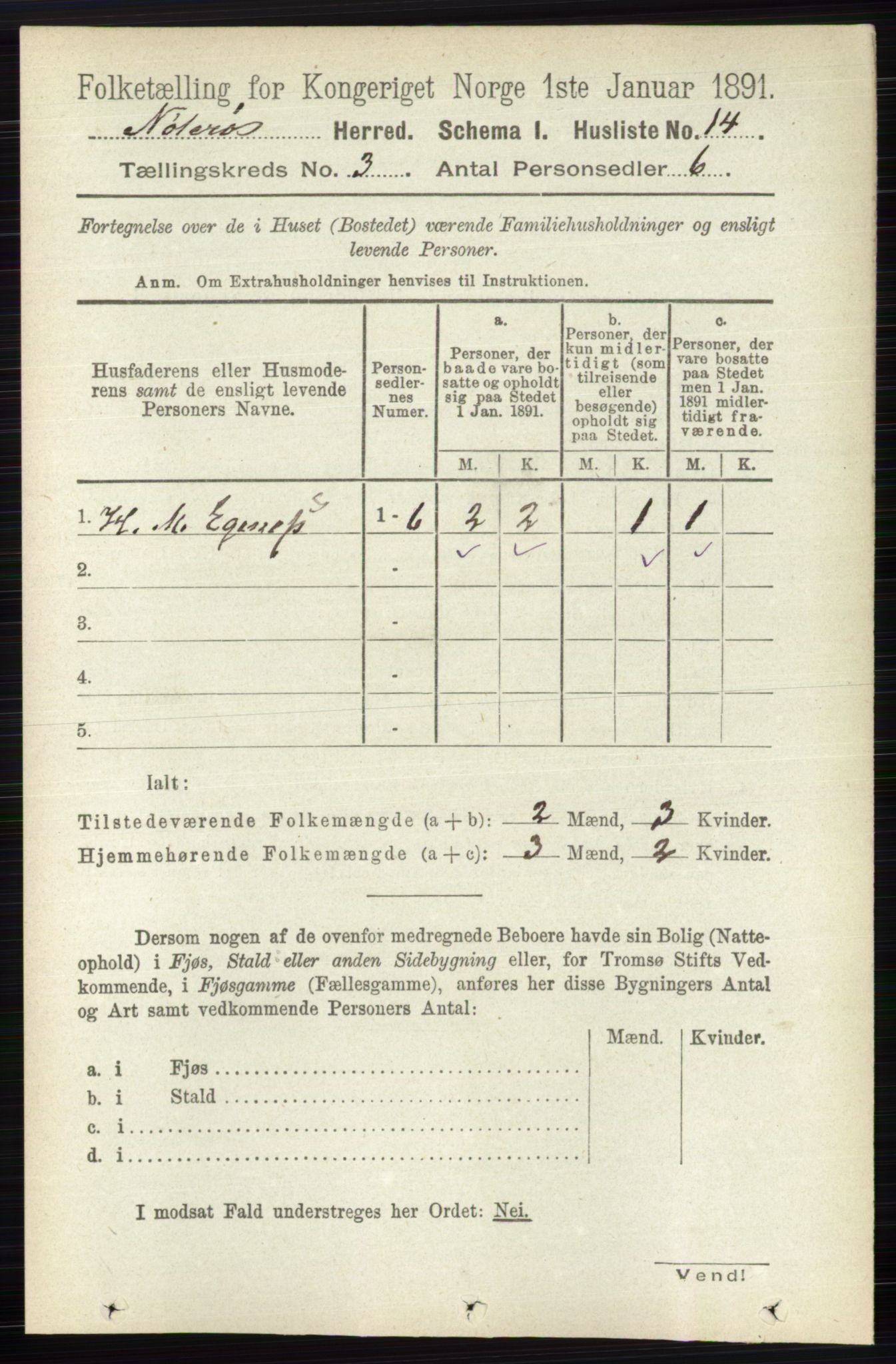 RA, 1891 census for 0722 Nøtterøy, 1891, p. 1493