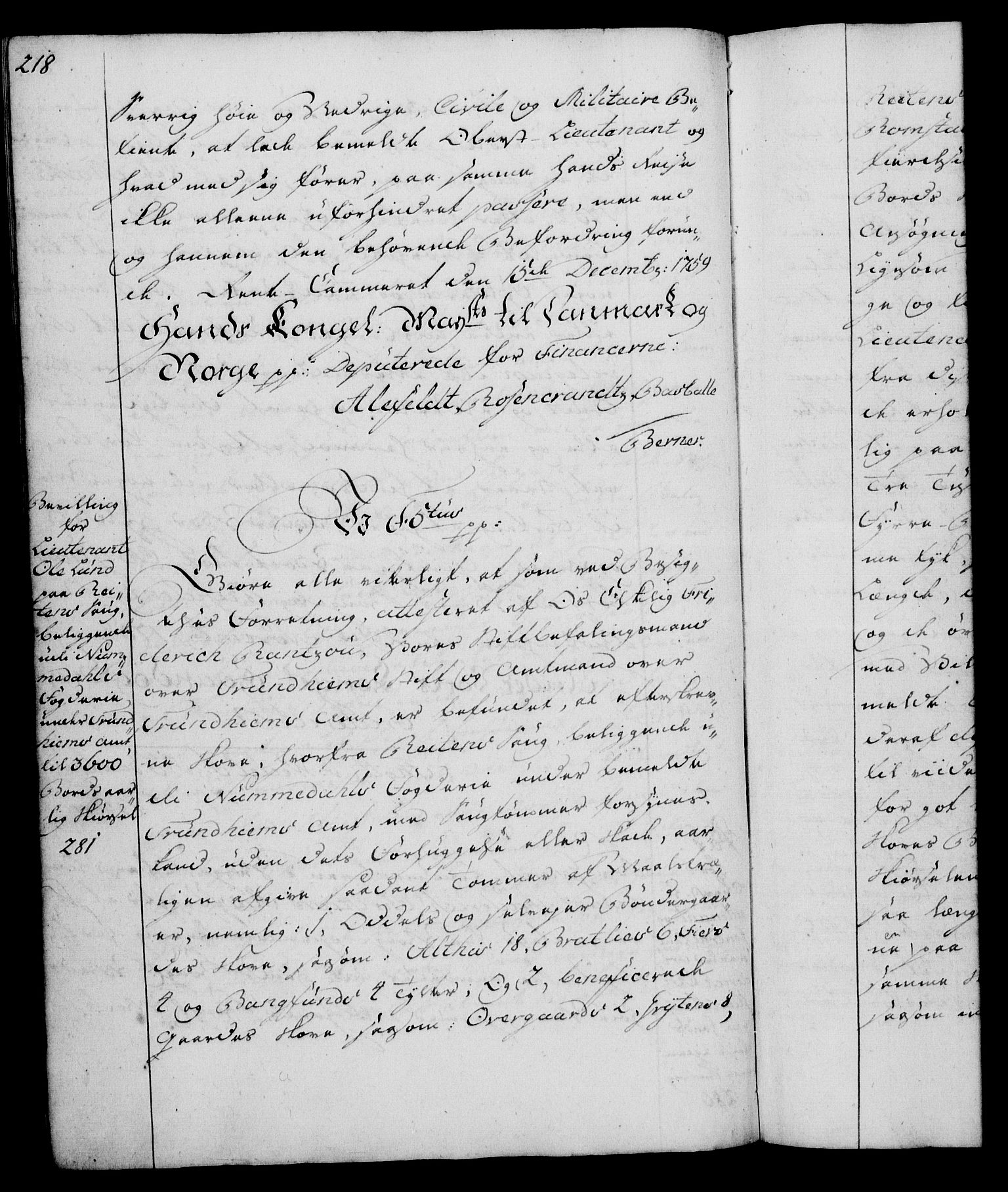 Rentekammeret, Kammerkanselliet, RA/EA-3111/G/Gg/Gga/L0007: Norsk ekspedisjonsprotokoll med register (merket RK 53.7), 1759-1768, p. 218