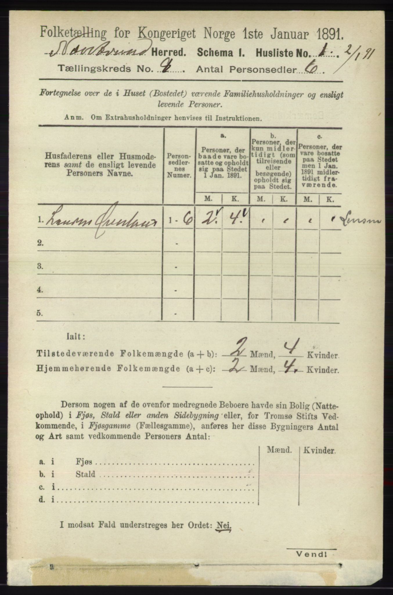 RA, 1891 census for 1139 Nedstrand, 1891, p. 1390