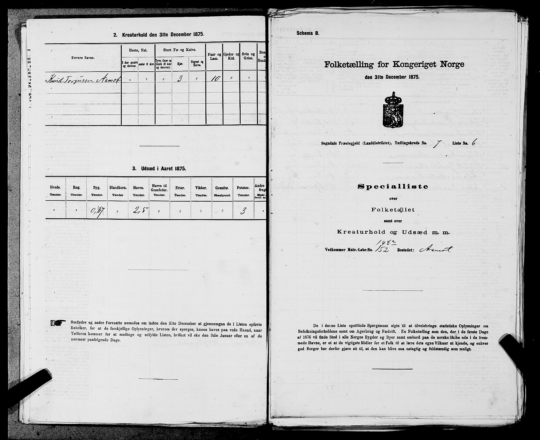 SAST, 1875 census for 1111L Sokndal/Sokndal, 1875, p. 574