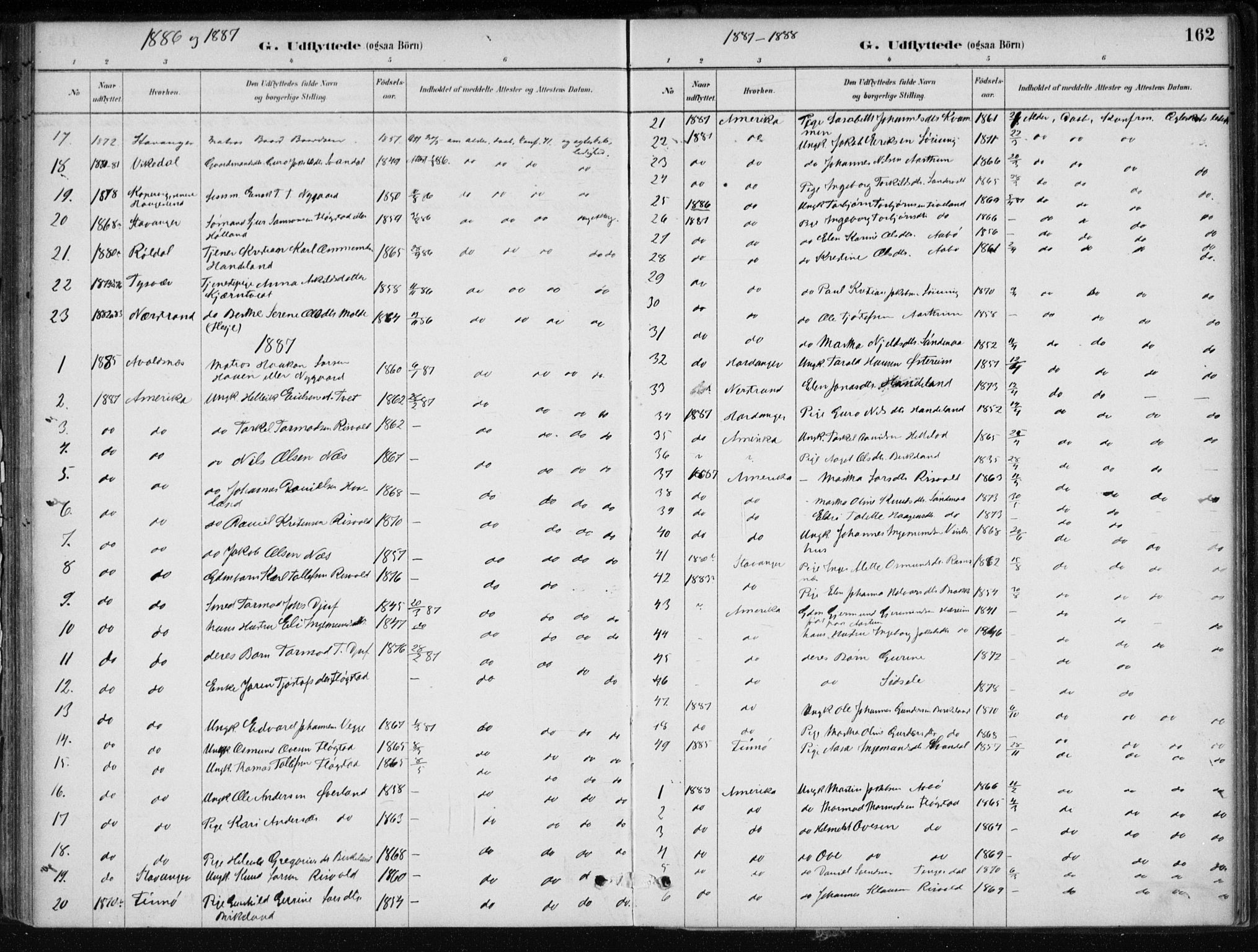 Sand sokneprestkontor, AV/SAST-A-101848/01/III/L0006: Parish register (official) no. A 6, 1880-1898, p. 162