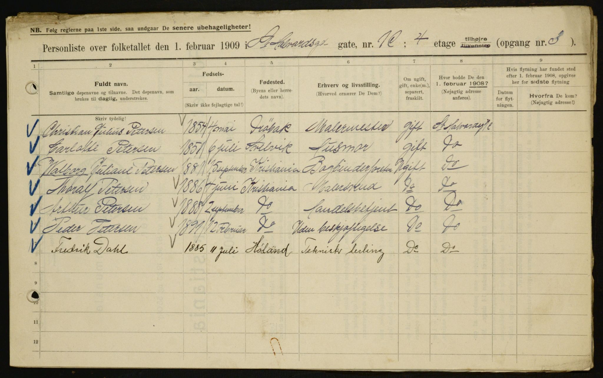 OBA, Municipal Census 1909 for Kristiania, 1909, p. 79468