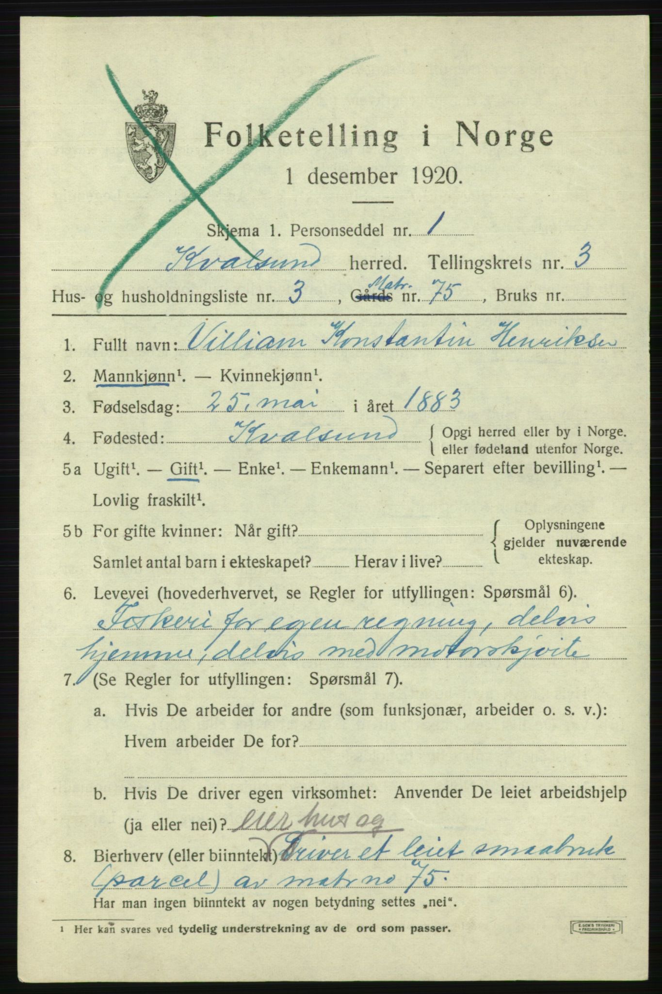 SATØ, 1920 census for , 1920, p. 964