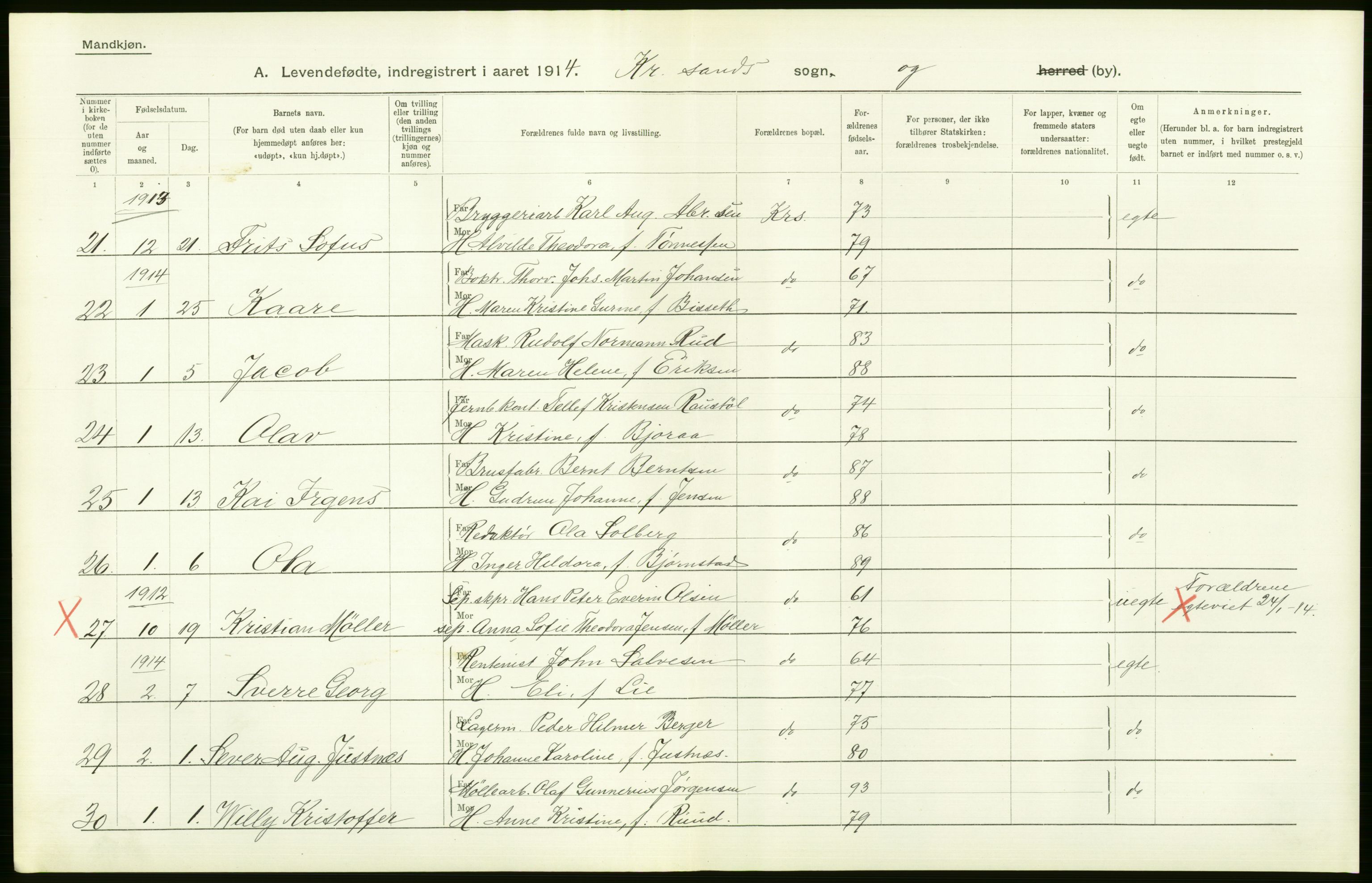 Statistisk sentralbyrå, Sosiodemografiske emner, Befolkning, AV/RA-S-2228/D/Df/Dfb/Dfbd/L0022: Lister og Mandals amt: Levendefødte menn og kvinner, samt gifte. Bygder og byer., 1914, p. 106