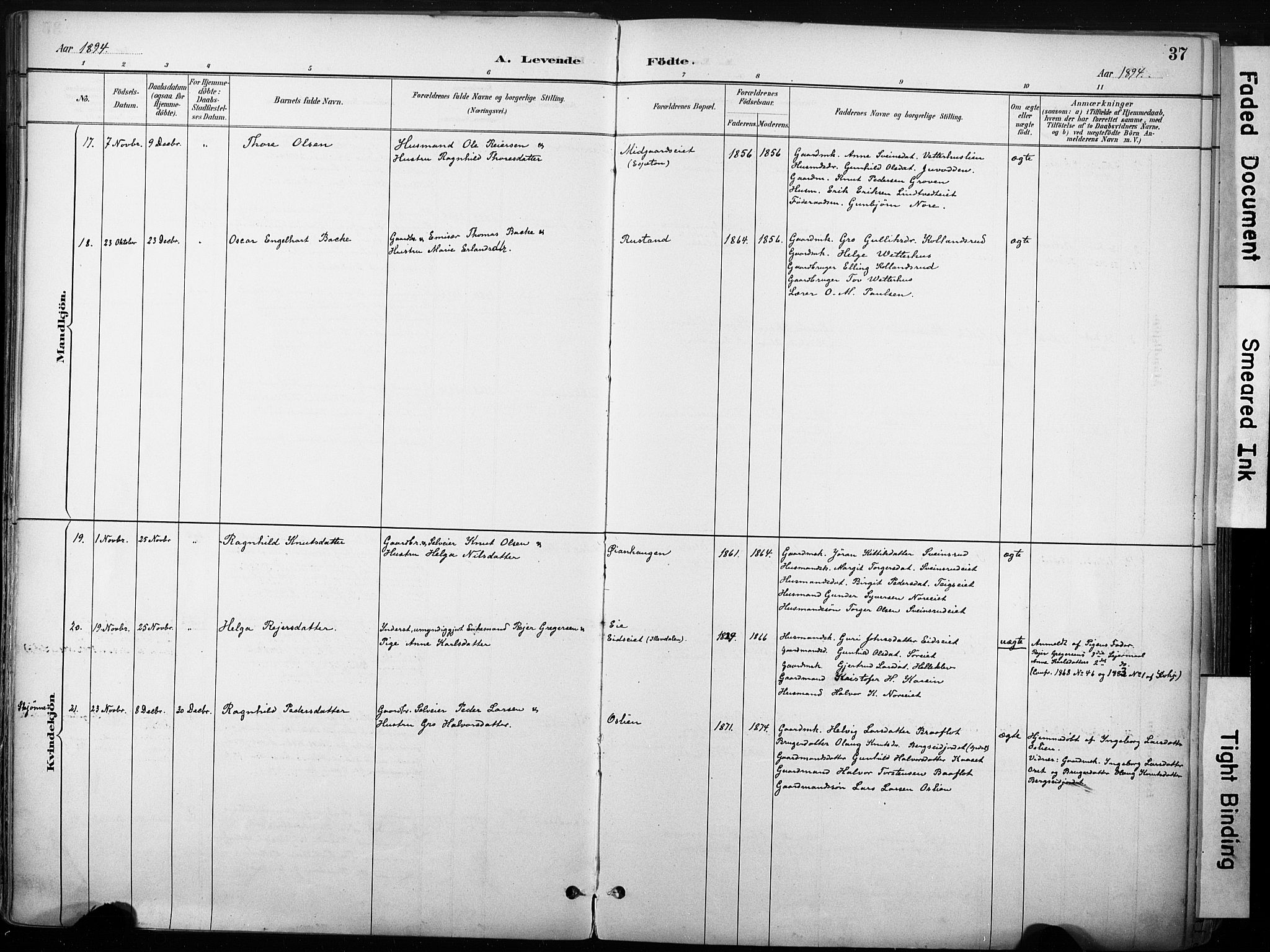 Nore kirkebøker, AV/SAKO-A-238/F/Fb/L0002: Parish register (official) no. II 2, 1886-1906, p. 37