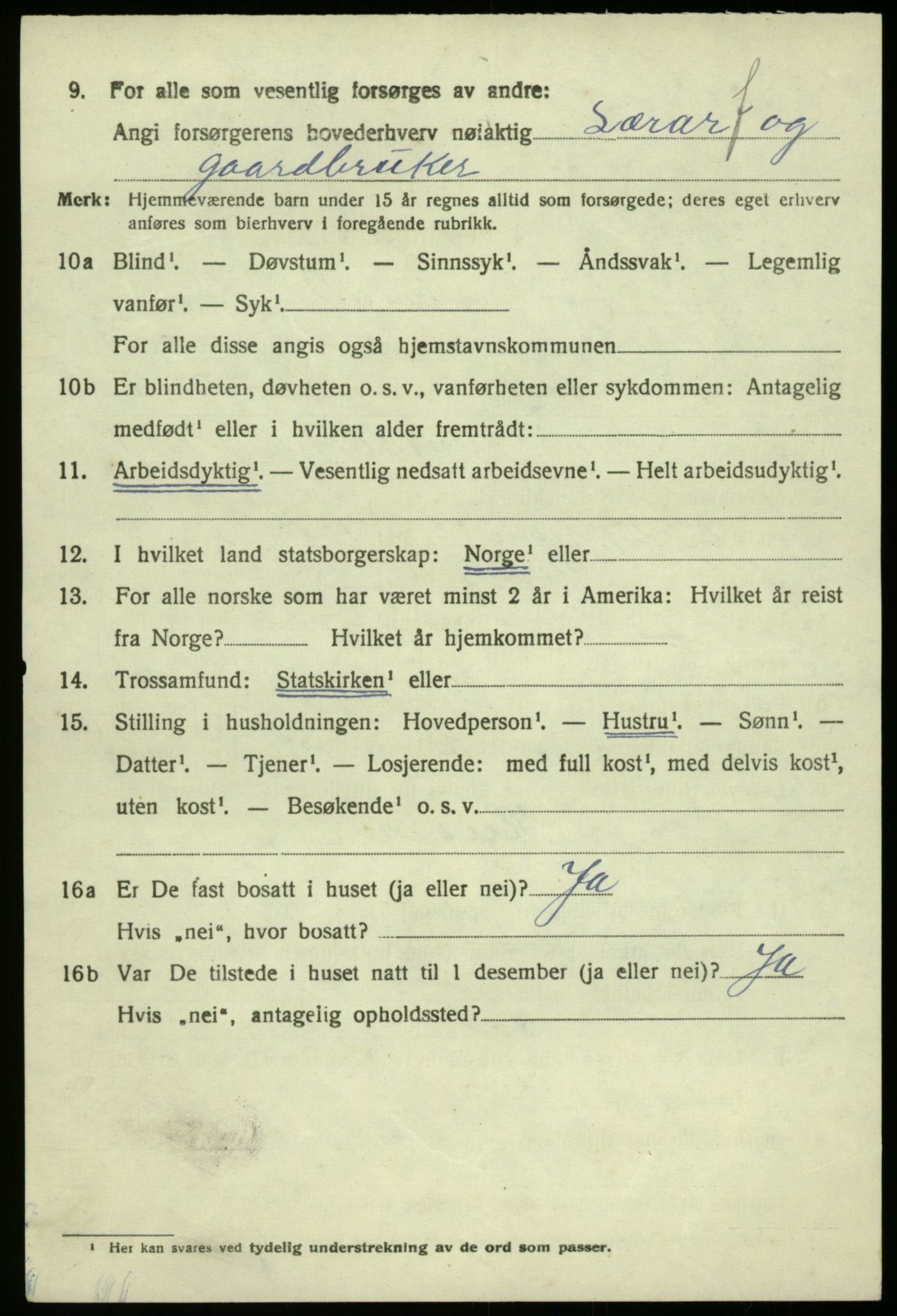 SAB, 1920 census for Modalen, 1920, p. 1601