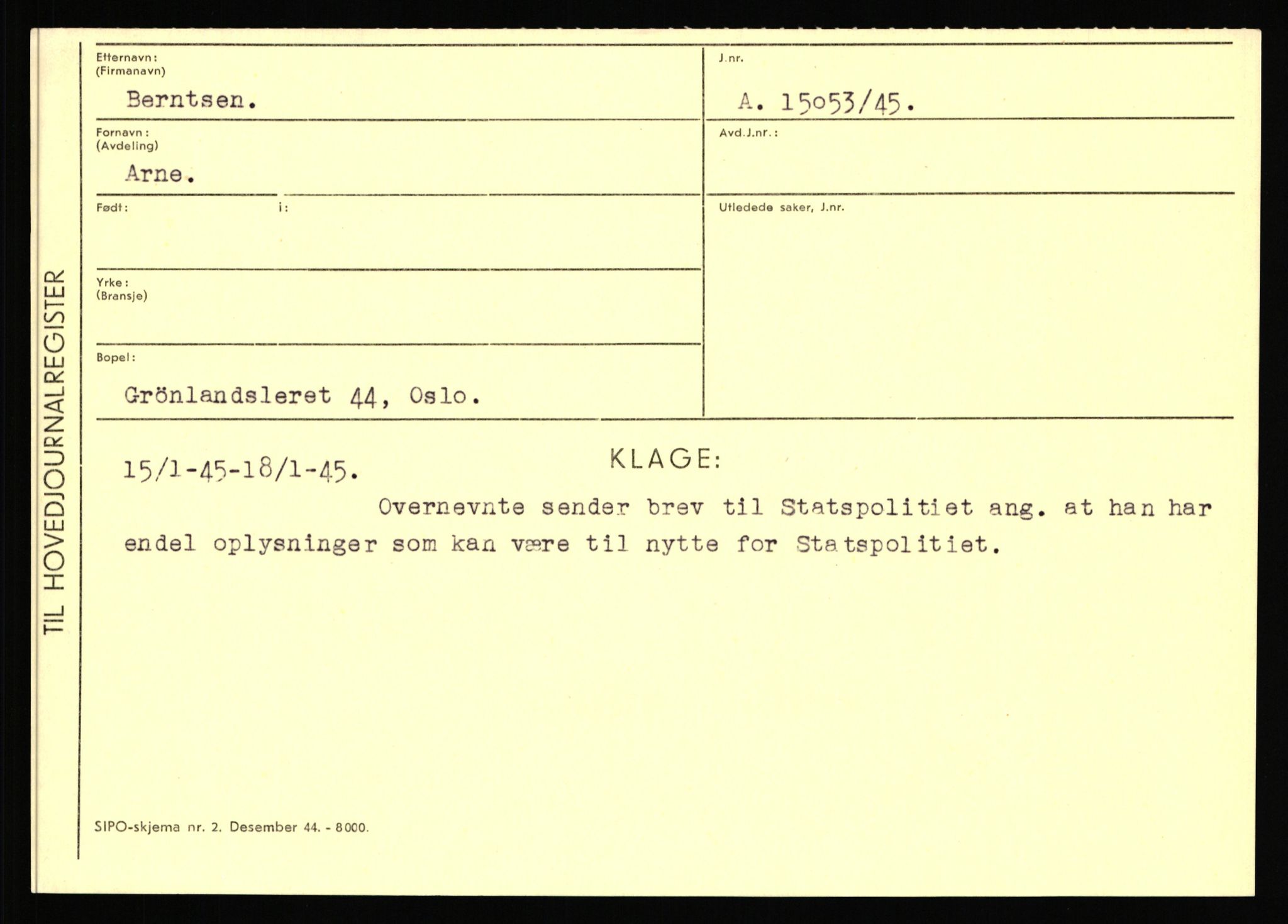 Statspolitiet - Hovedkontoret / Osloavdelingen, AV/RA-S-1329/C/Ca/L0002: Arneberg - Brand, 1943-1945, p. 2969