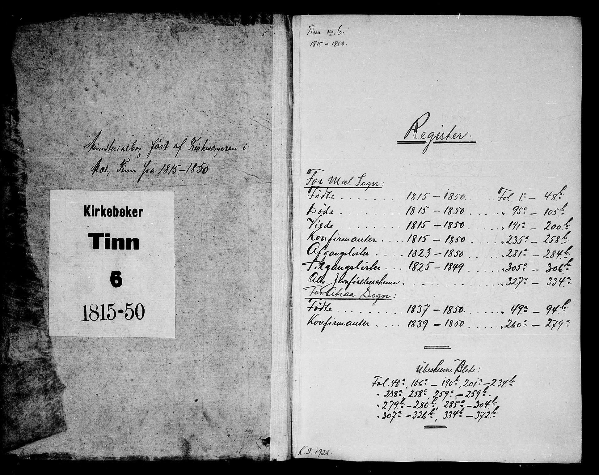 Tinn kirkebøker, SAKO/A-308/G/Gb/L0001: Parish register (copy) no. II 1 /1, 1815-1850