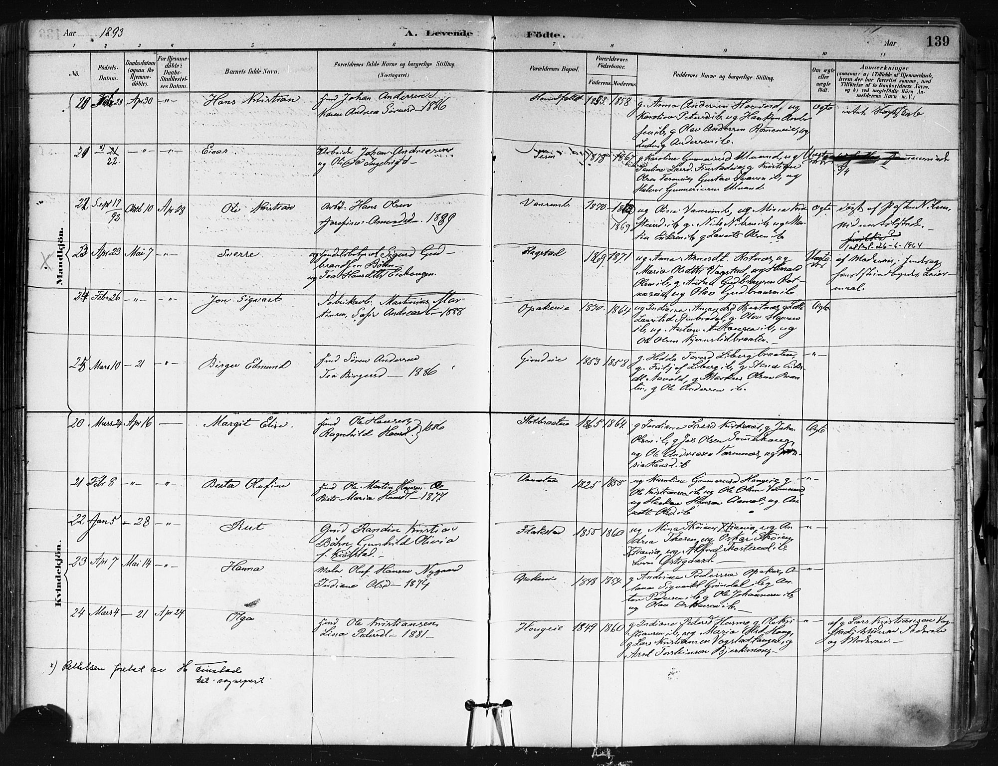 Nes prestekontor Kirkebøker, AV/SAO-A-10410/F/Fa/L0010: Parish register (official) no. I 10, 1883-1898, p. 139