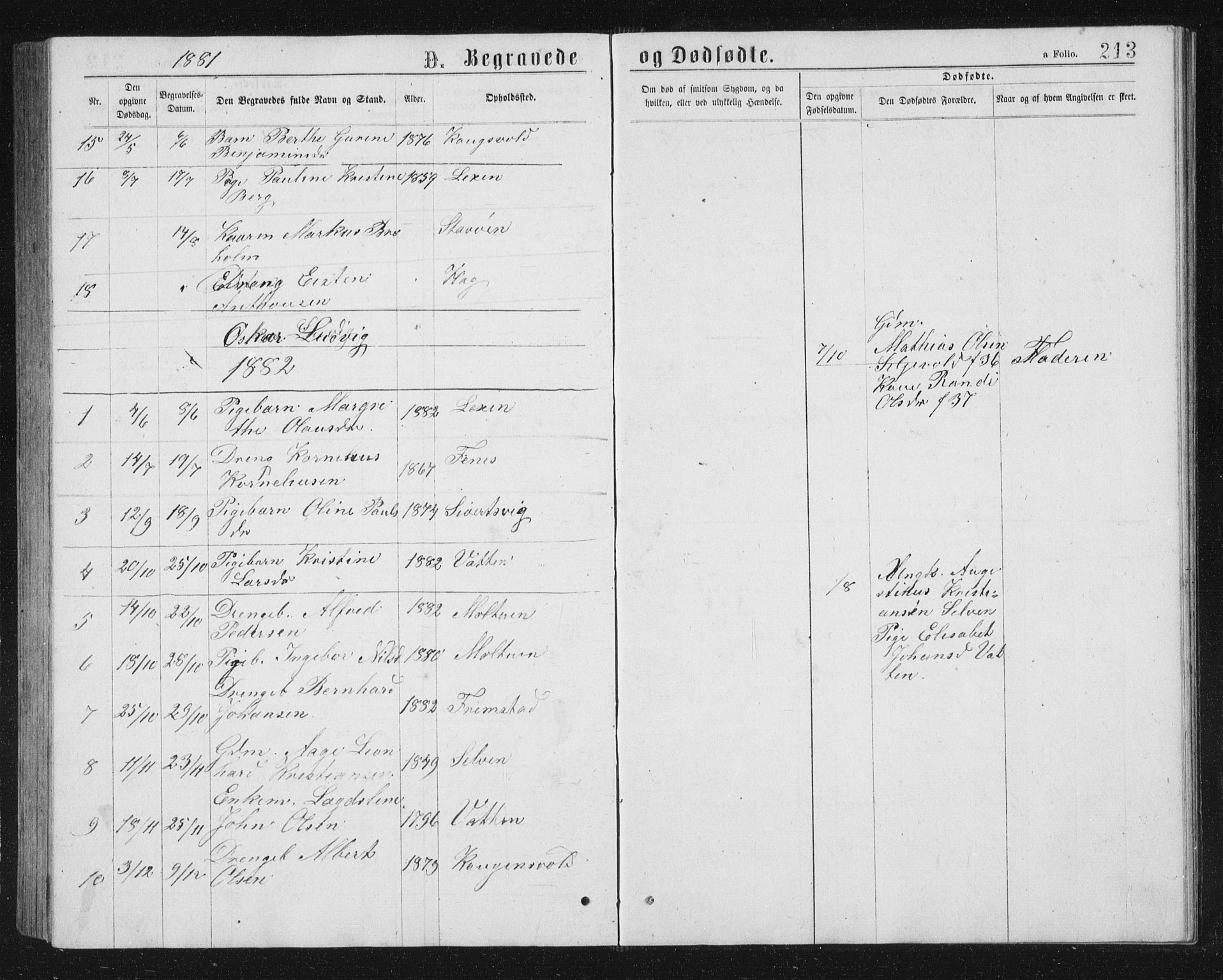 Ministerialprotokoller, klokkerbøker og fødselsregistre - Sør-Trøndelag, SAT/A-1456/662/L0756: Parish register (copy) no. 662C01, 1869-1891, p. 213