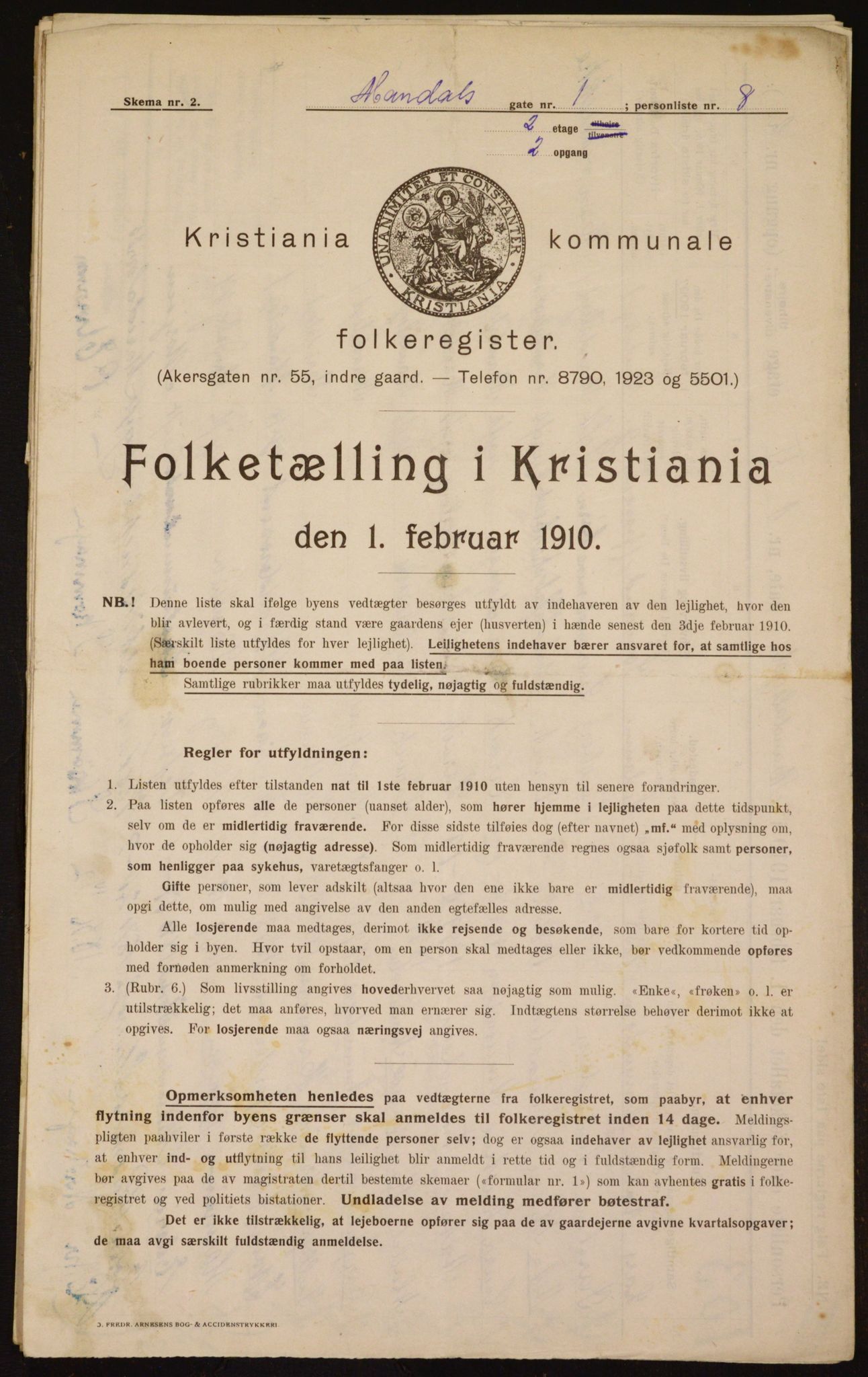 OBA, Municipal Census 1910 for Kristiania, 1910, p. 58089