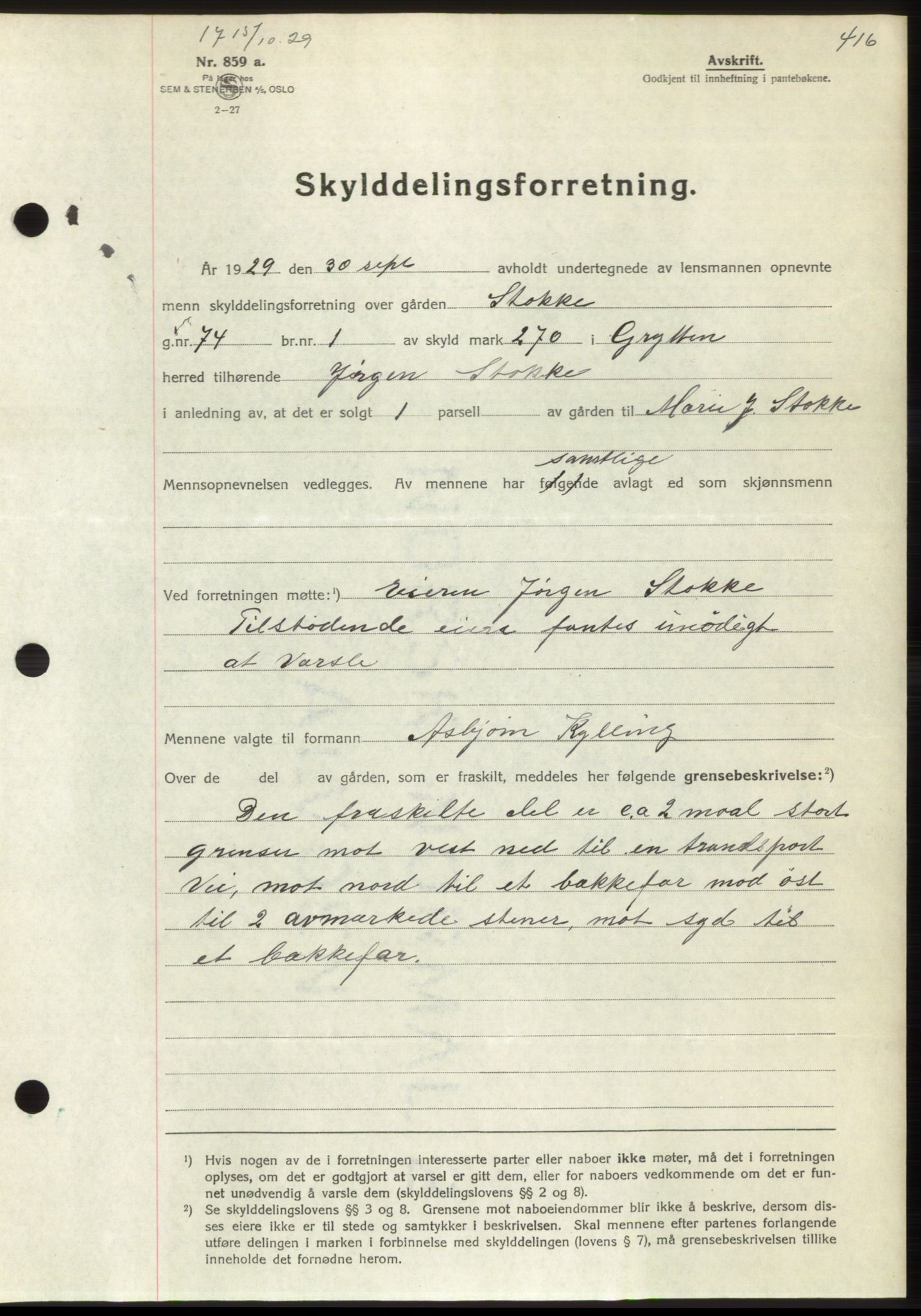 Romsdal sorenskriveri, AV/SAT-A-4149/1/2/2C/L0056: Mortgage book no. 50, 1929-1929, Deed date: 15.10.1929