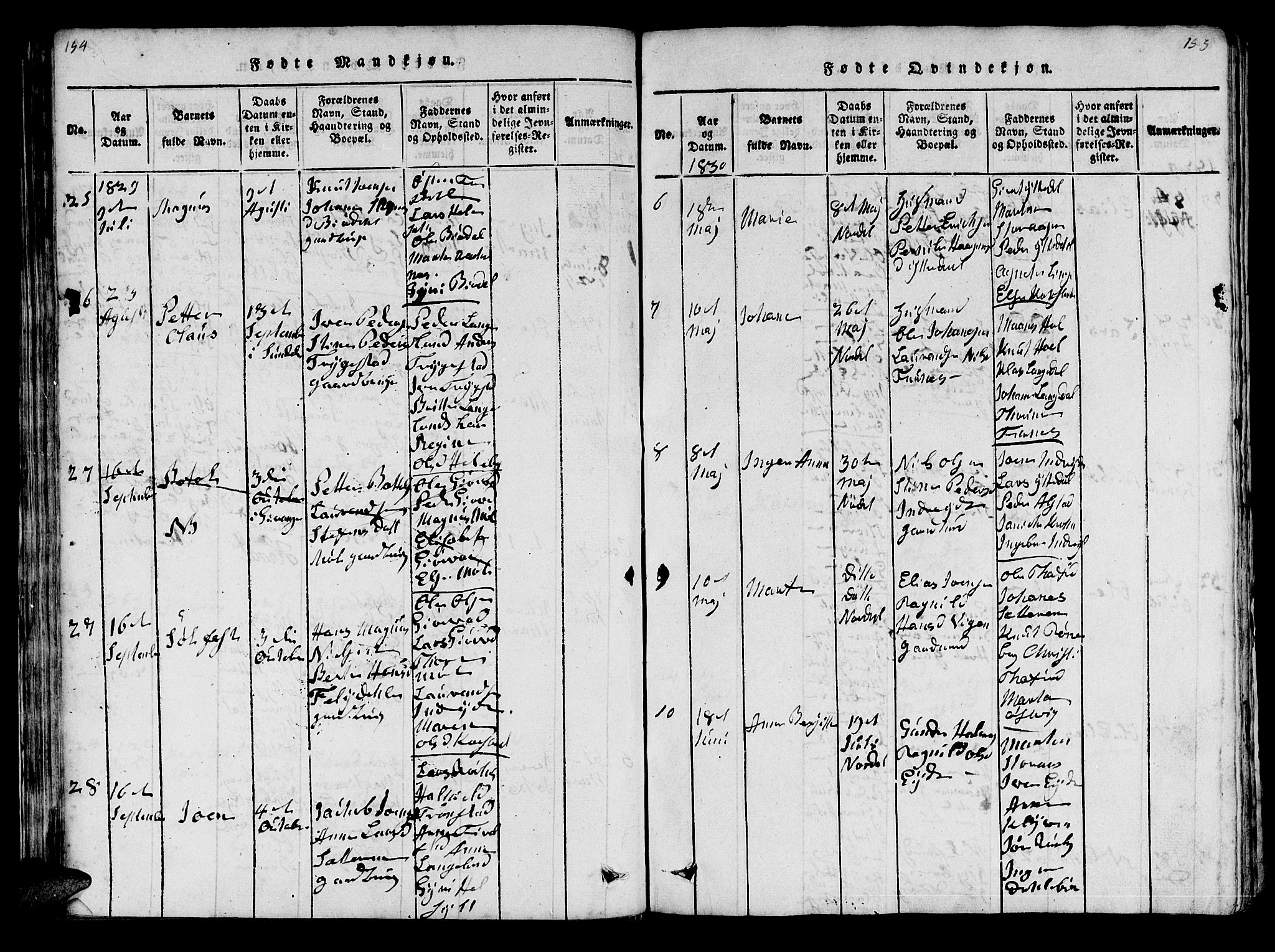 Ministerialprotokoller, klokkerbøker og fødselsregistre - Møre og Romsdal, SAT/A-1454/519/L0246: Parish register (official) no. 519A05, 1817-1834, p. 154-155