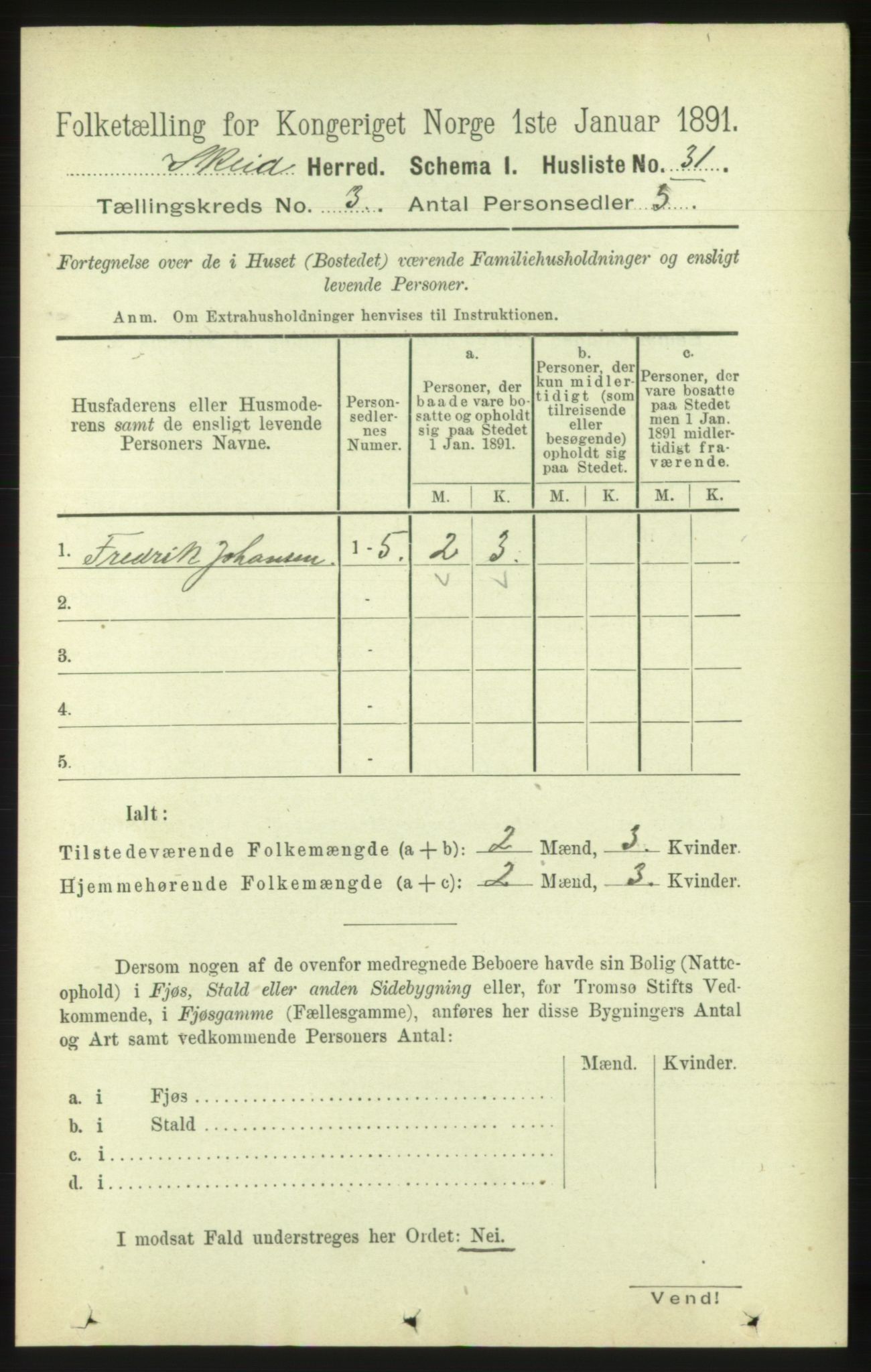 RA, 1891 census for 1732 Skei, 1891, p. 1081