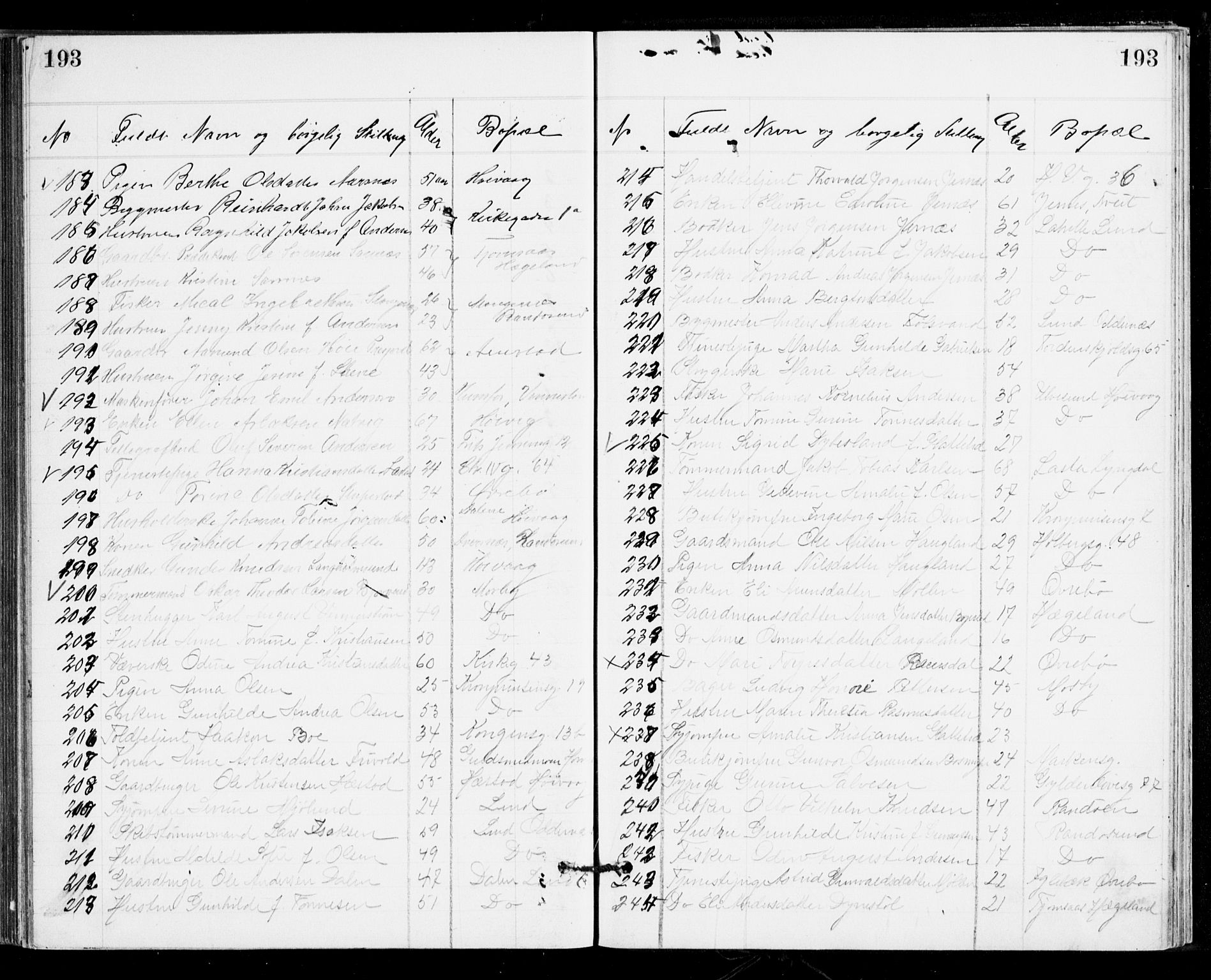 Den evangelisk-lutherske frikirke, Kristiansand, SAK/1292-0017/F/Fa/L0002: Dissenter register no. F 10, 1889-1892, p. 193