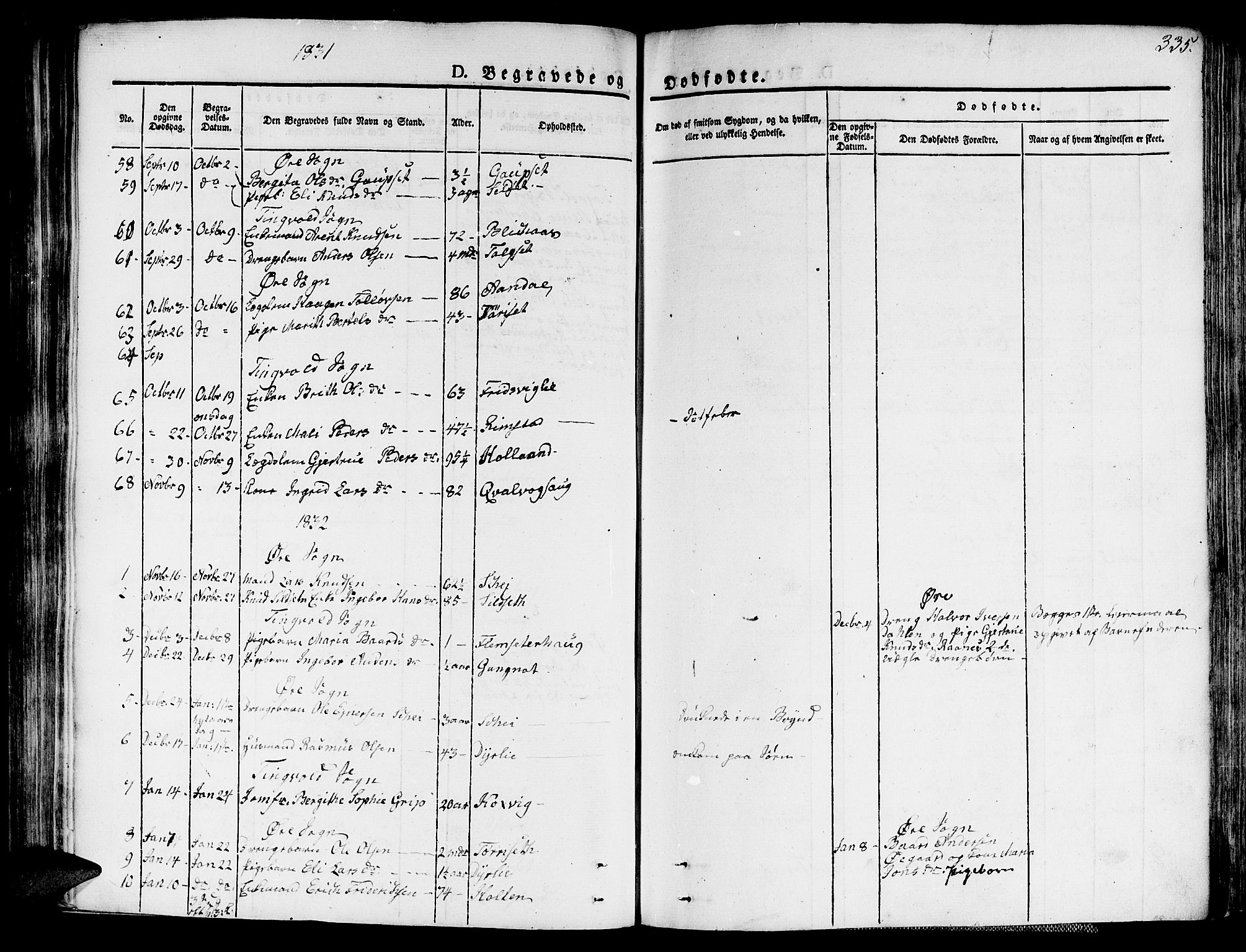 Ministerialprotokoller, klokkerbøker og fødselsregistre - Møre og Romsdal, AV/SAT-A-1454/586/L0983: Parish register (official) no. 586A09, 1829-1843, p. 335