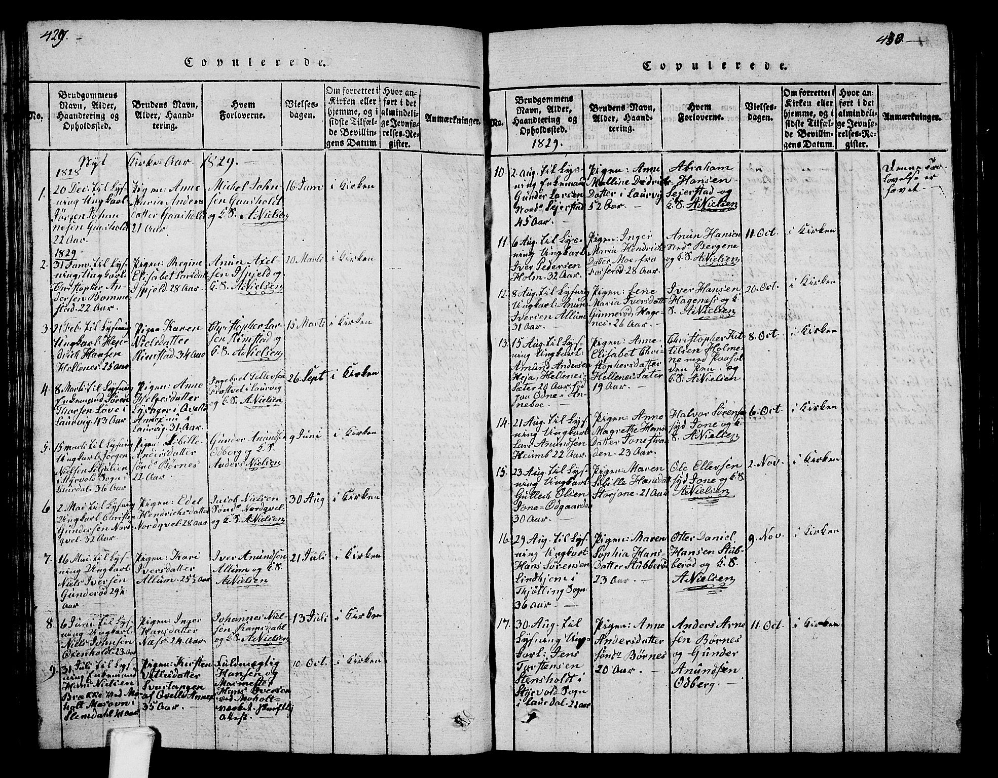 Hedrum kirkebøker, SAKO/A-344/G/Ga/L0003: Parish register (copy) no. I 3, 1817-1835, p. 429-430