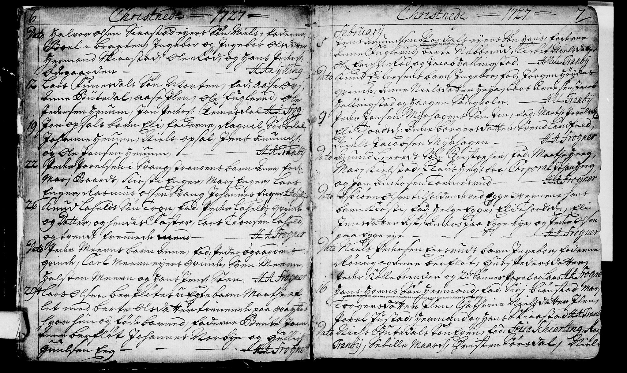 Lier kirkebøker, AV/SAKO-A-230/F/Fa/L0003: Parish register (official) no. I 3, 1727-1748, p. 6-7