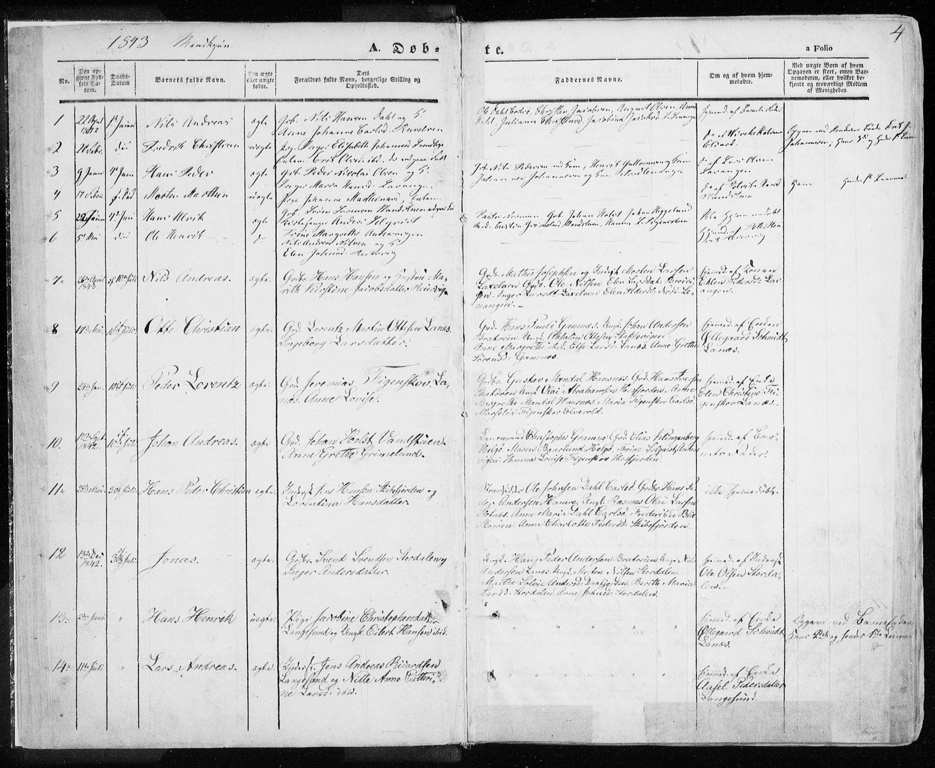 Karlsøy sokneprestembete, AV/SATØ-S-1299/H/Ha/Haa/L0003kirke: Parish register (official) no. 3, 1843-1860, p. 4