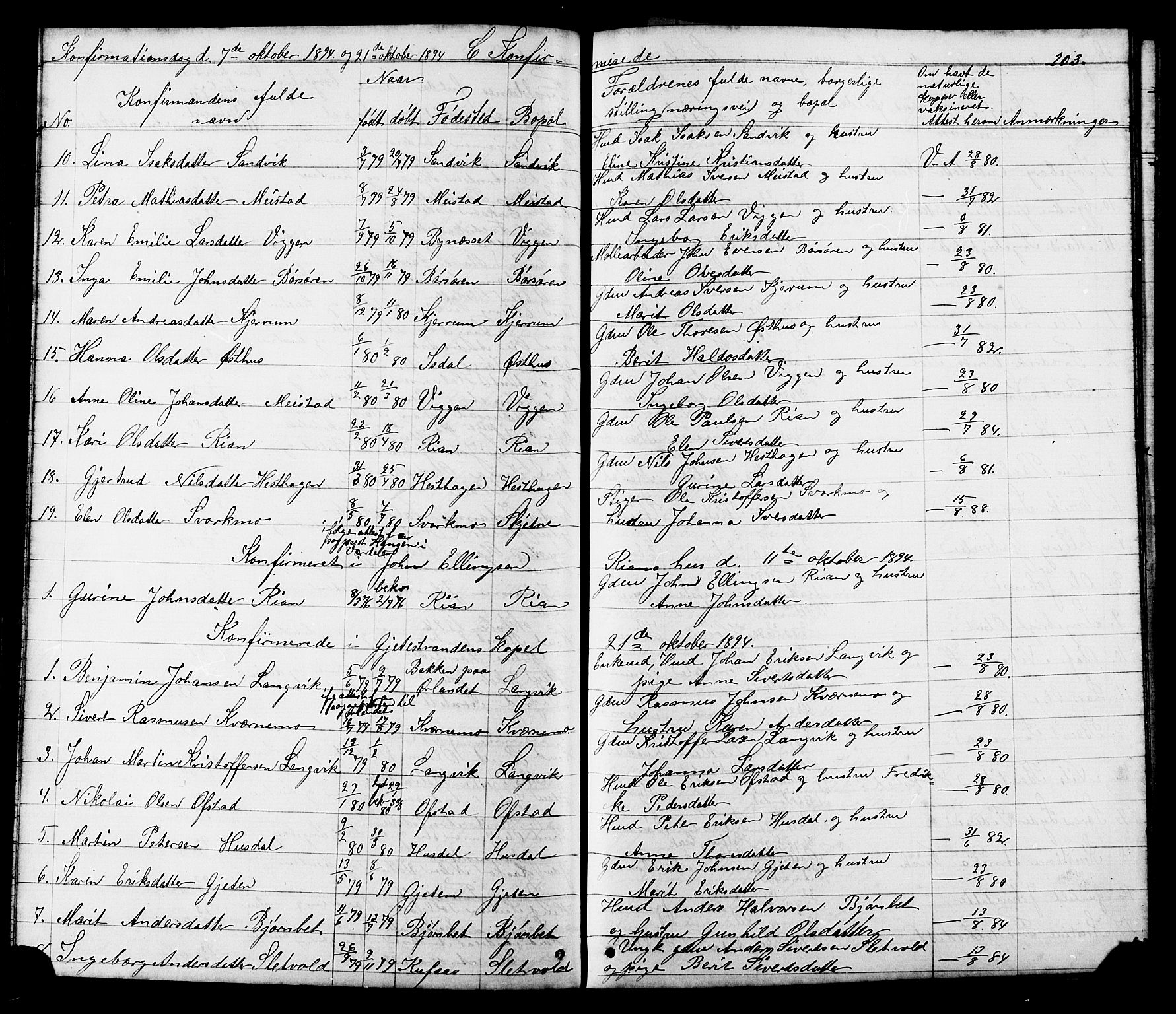 Ministerialprotokoller, klokkerbøker og fødselsregistre - Sør-Trøndelag, AV/SAT-A-1456/665/L0777: Parish register (copy) no. 665C02, 1867-1915, p. 203