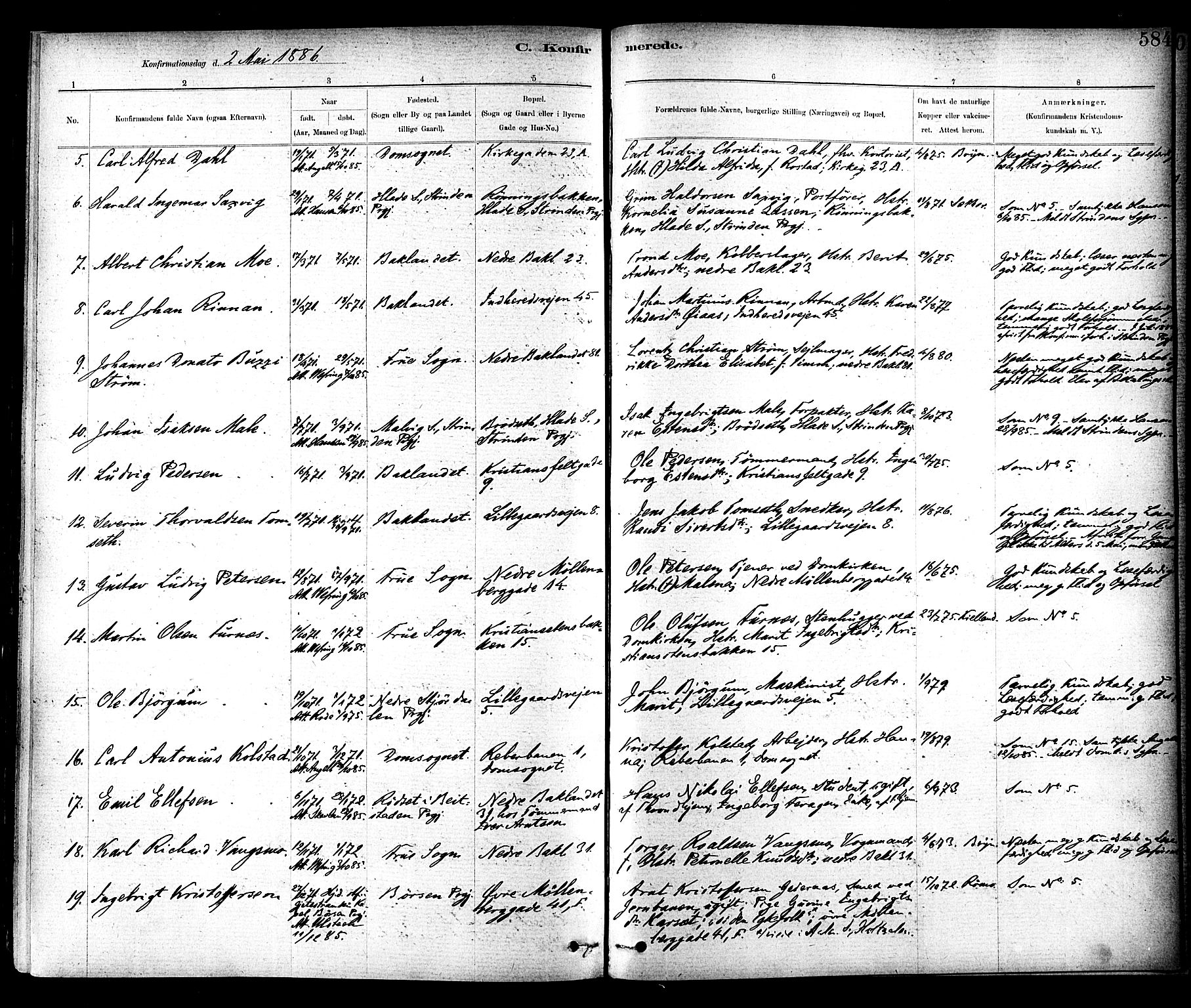 Ministerialprotokoller, klokkerbøker og fødselsregistre - Sør-Trøndelag, SAT/A-1456/604/L0188: Parish register (official) no. 604A09, 1878-1892, p. 584