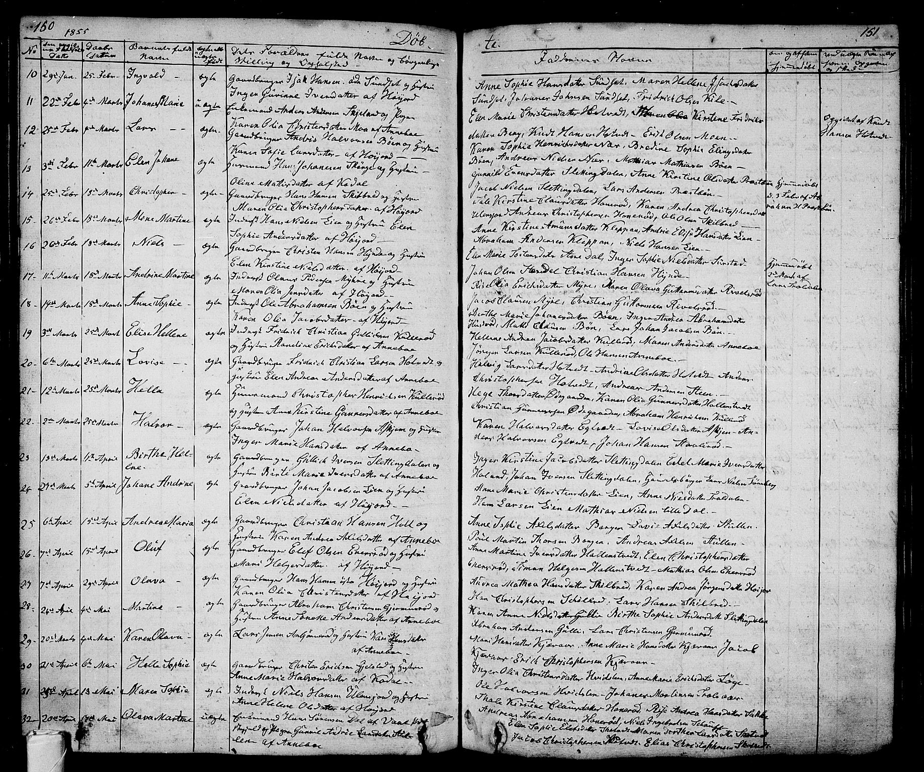 Andebu kirkebøker, AV/SAKO-A-336/G/Ga/L0003: Parish register (copy) no. I 3, 1832-1867, p. 150-151