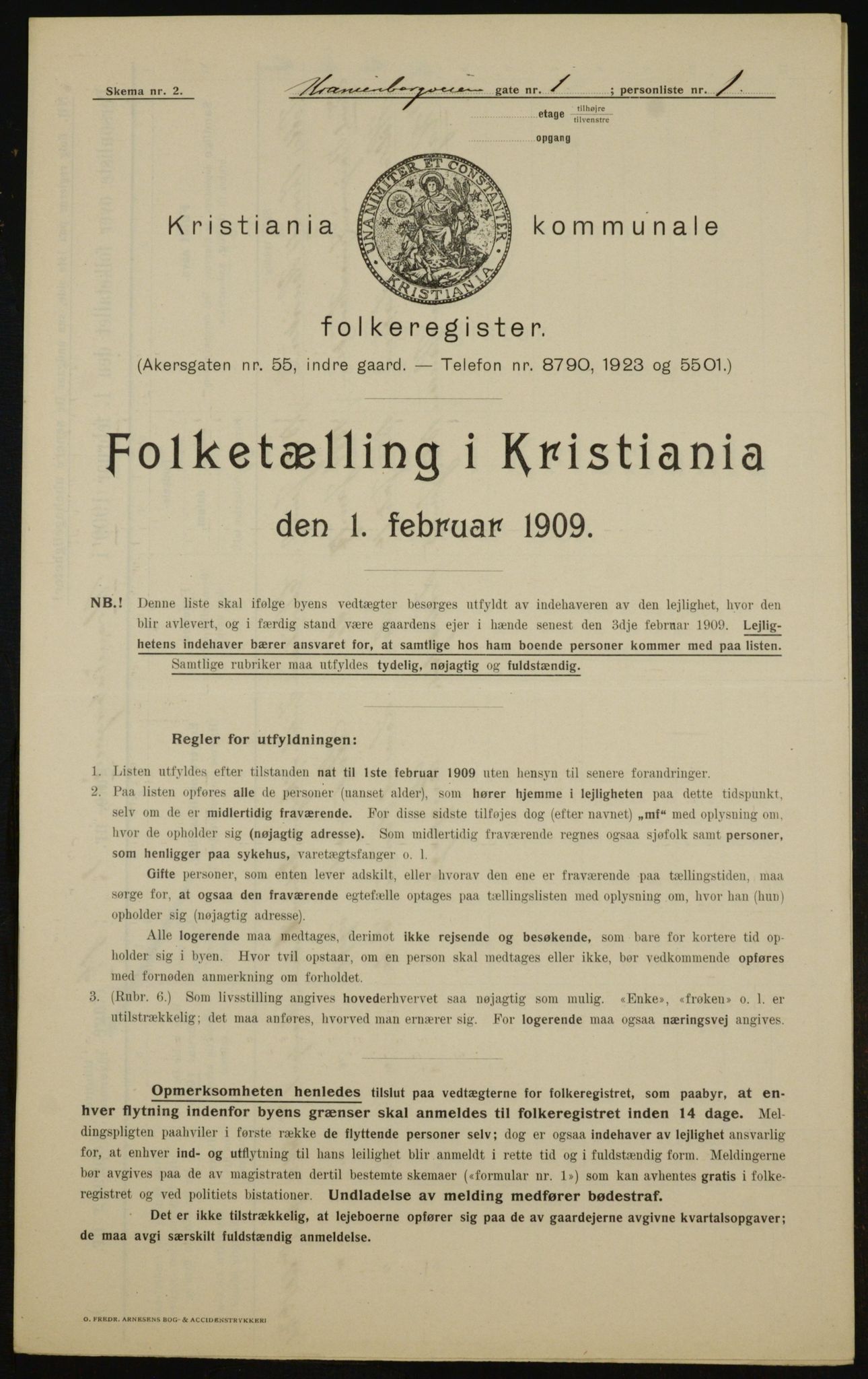 OBA, Municipal Census 1909 for Kristiania, 1909, p. 109167