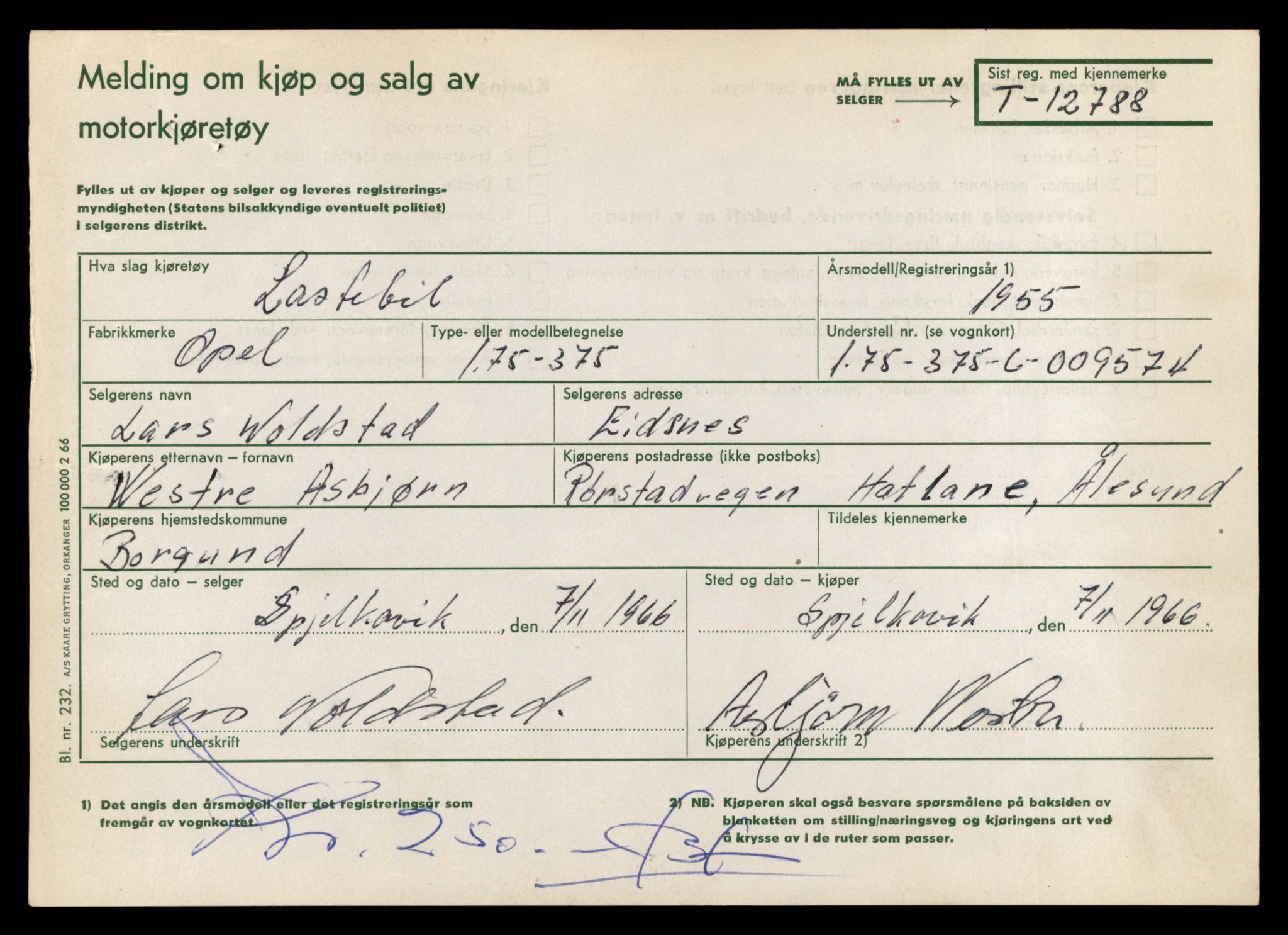 Møre og Romsdal vegkontor - Ålesund trafikkstasjon, AV/SAT-A-4099/F/Fe/L0035: Registreringskort for kjøretøy T 12653 - T 12829, 1927-1998, p. 2298