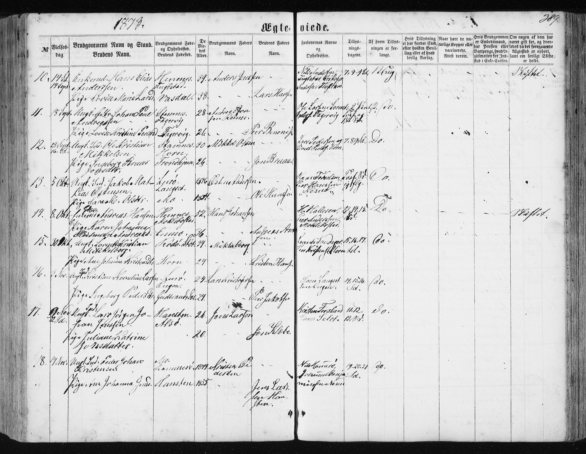 Ministerialprotokoller, klokkerbøker og fødselsregistre - Nordland, AV/SAT-A-1459/838/L0556: Parish register (copy) no. 838C03, 1861-1893, p. 389