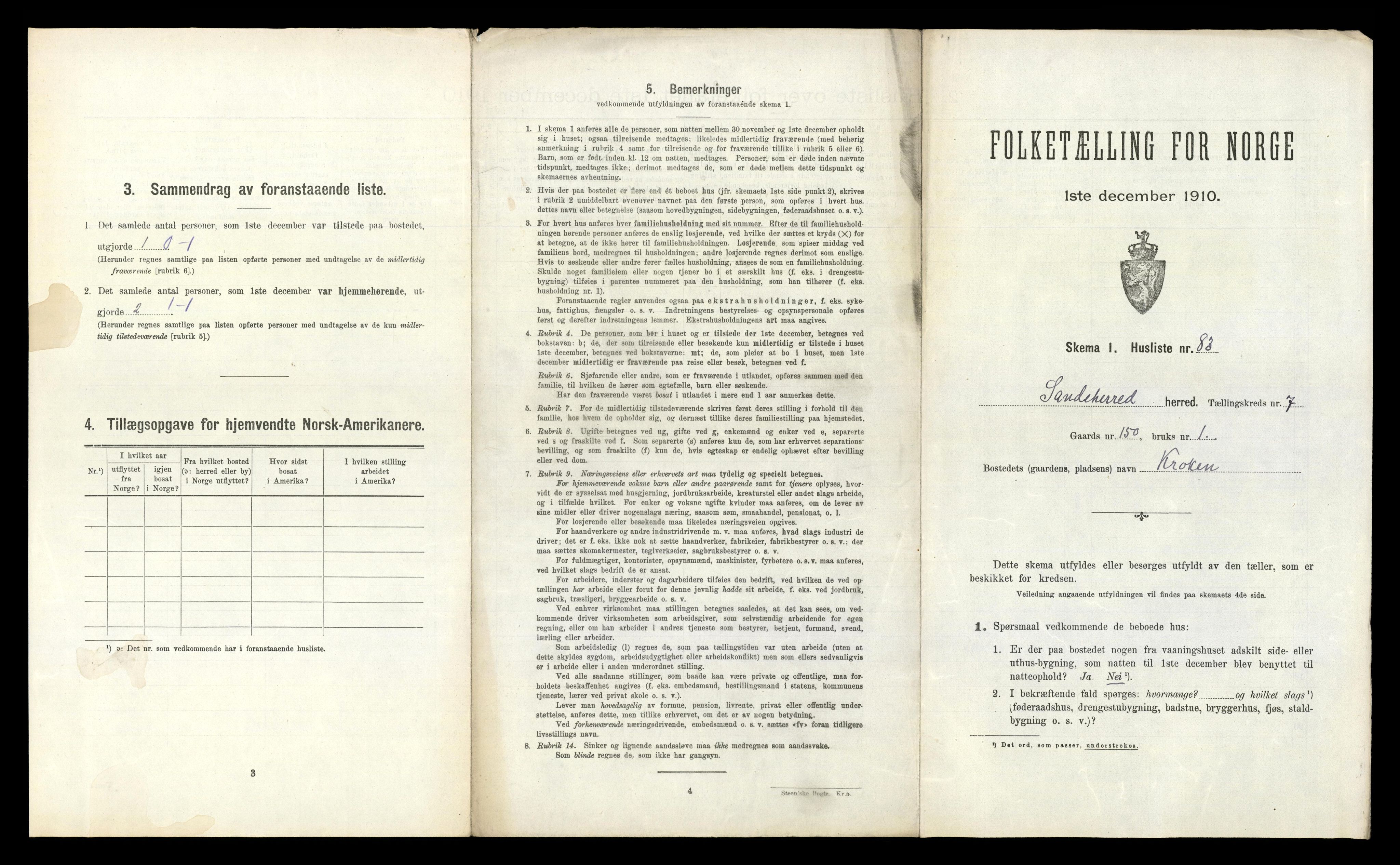 RA, 1910 census for Sandeherred, 1910, p. 1401