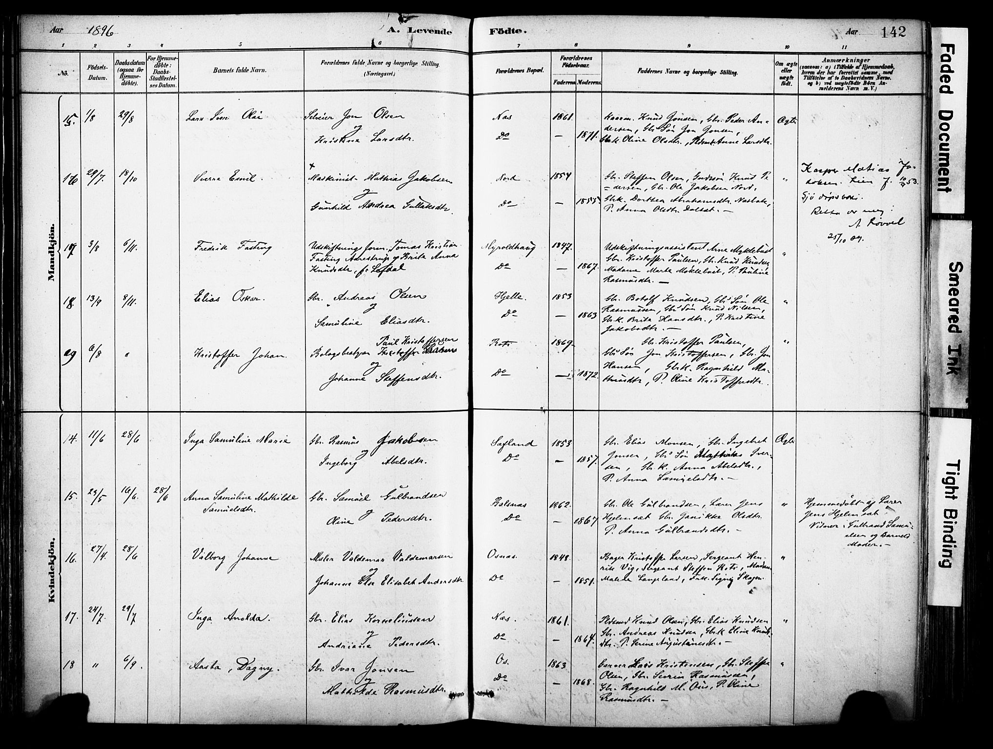 Eid sokneprestembete, AV/SAB-A-82301/H/Haa/Haab/L0001: Parish register (official) no. B 1, 1879-1906, p. 142