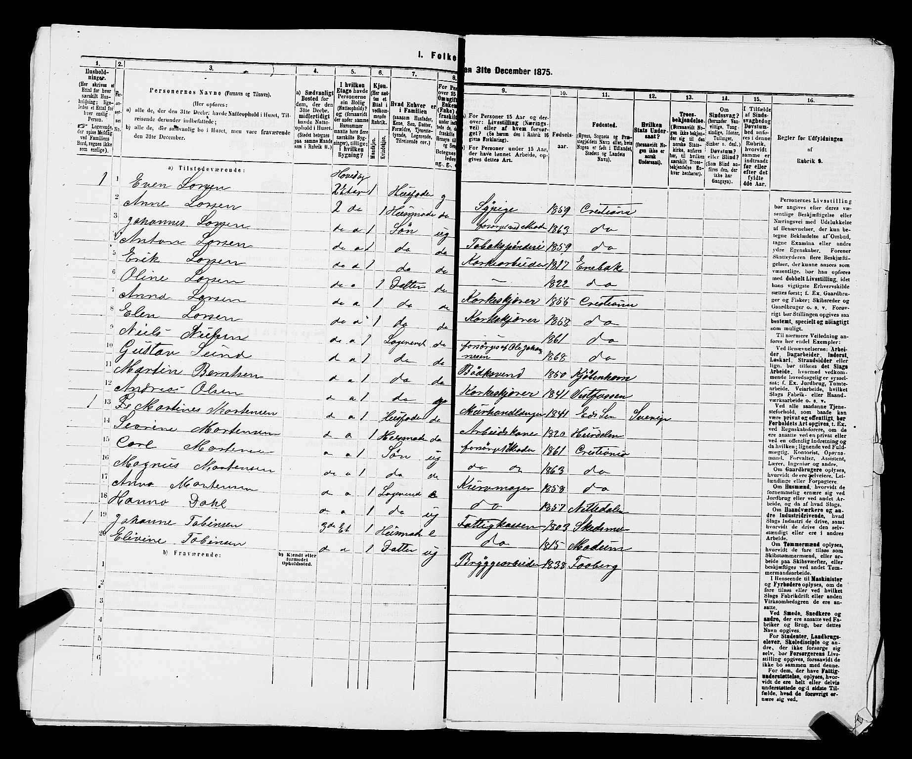 RA, 1875 census for 0301 Kristiania, 1875, p. 2266