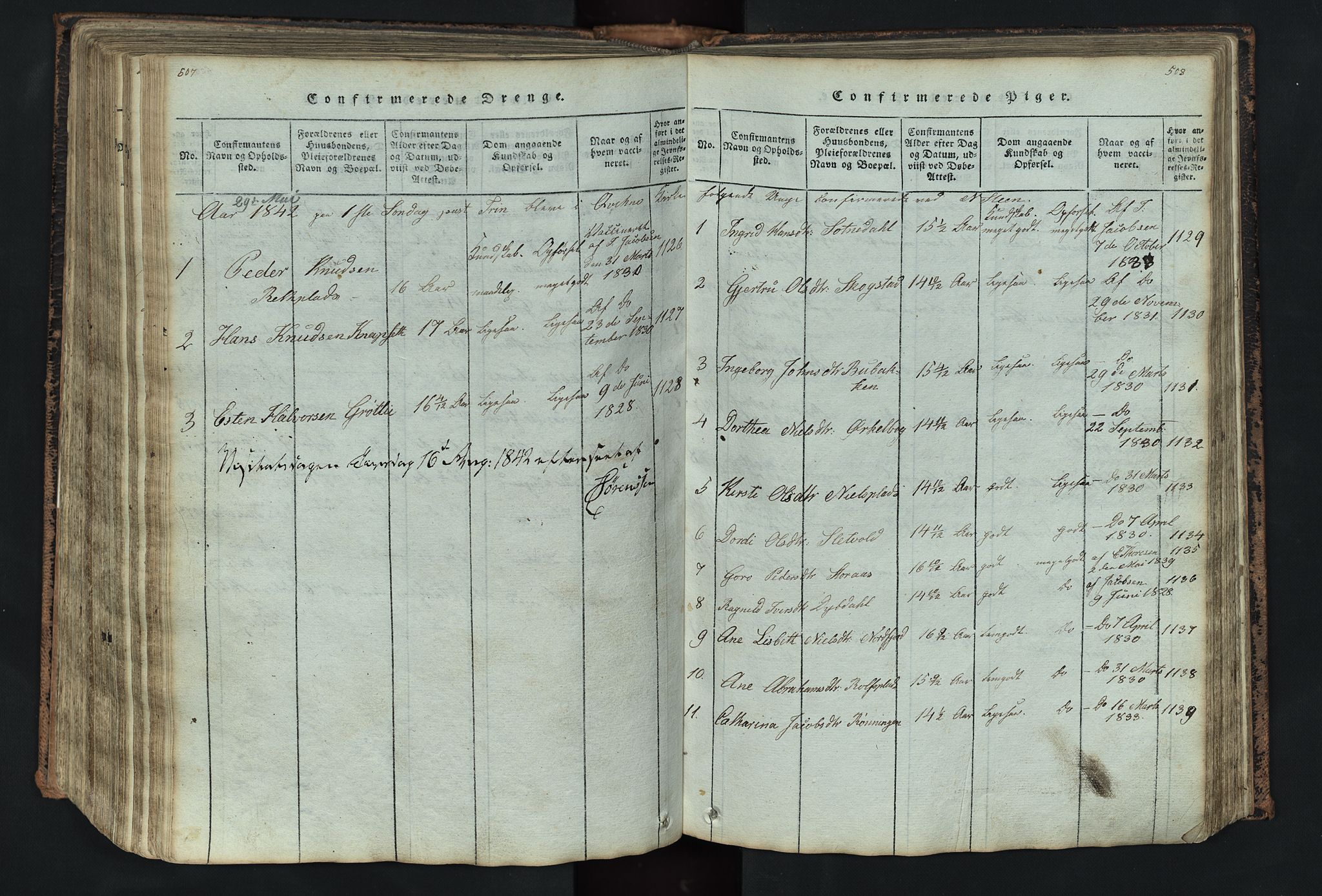 Kvikne prestekontor, SAH/PREST-064/H/Ha/Hab/L0001: Parish register (copy) no. 1, 1815-1895, p. 507-508