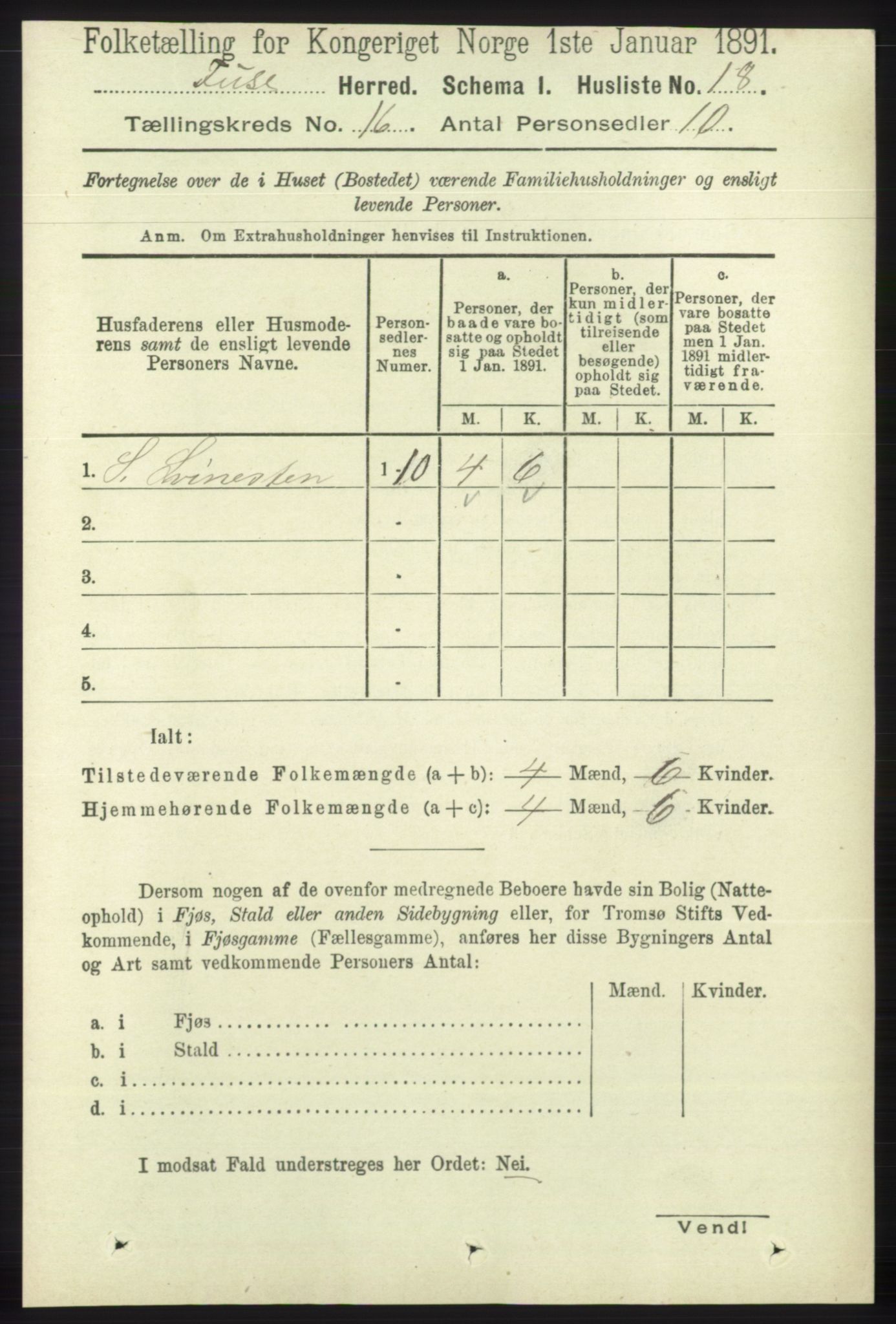 RA, 1891 census for 1241 Fusa, 1891, p. 3585