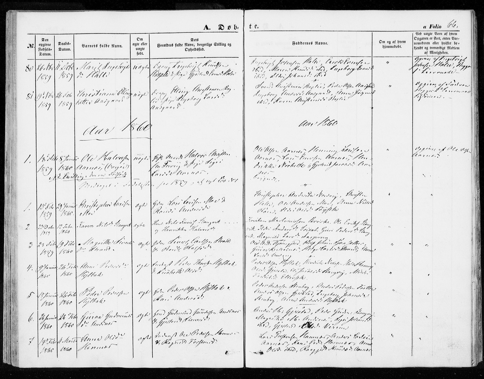 Ministerialprotokoller, klokkerbøker og fødselsregistre - Møre og Romsdal, SAT/A-1454/592/L1026: Parish register (official) no. 592A04, 1849-1867, p. 66