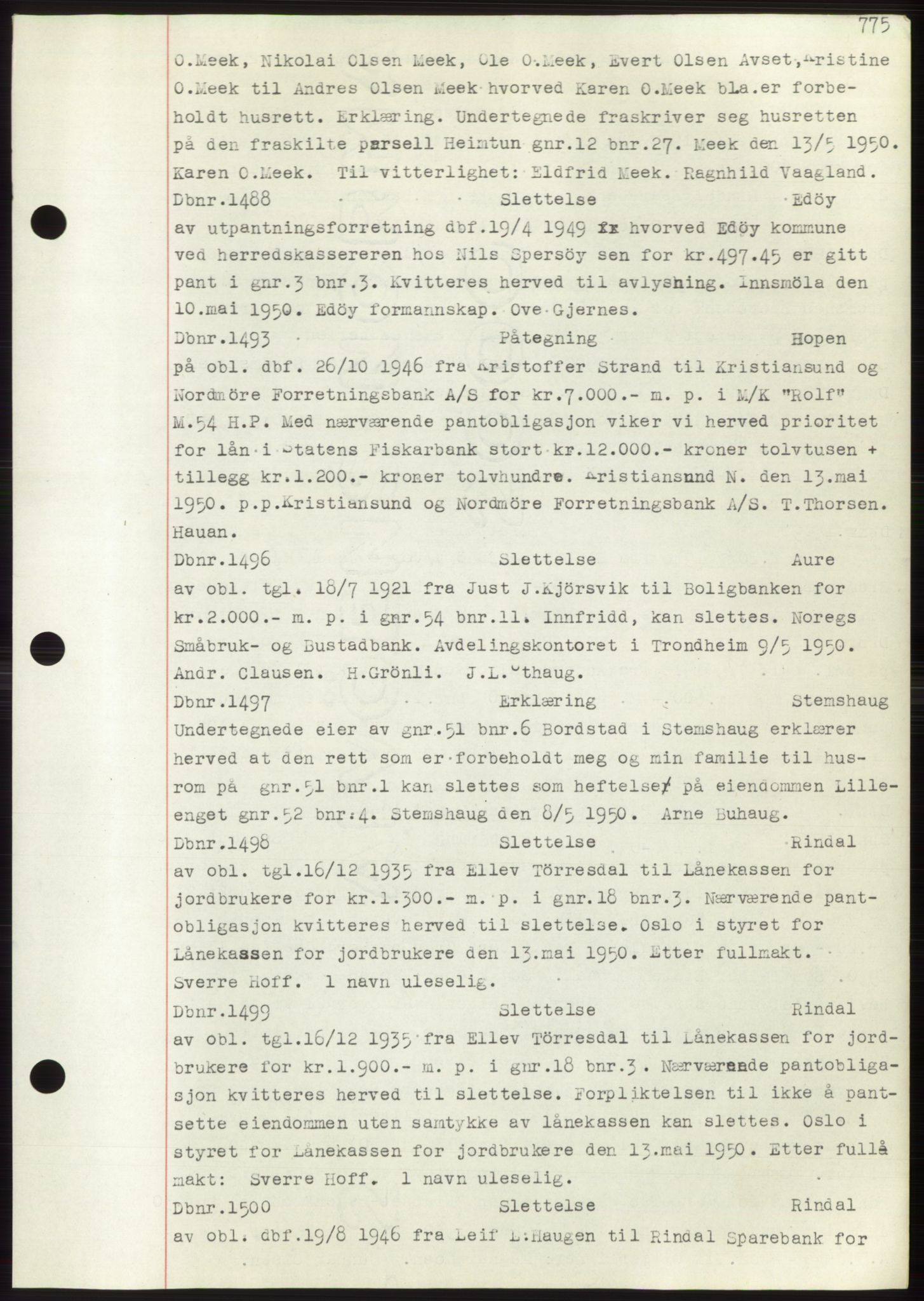 Nordmøre sorenskriveri, SAT/A-4132/1/2/2Ca: Mortgage book no. C82b, 1946-1951, Diary no: : 1488/1950