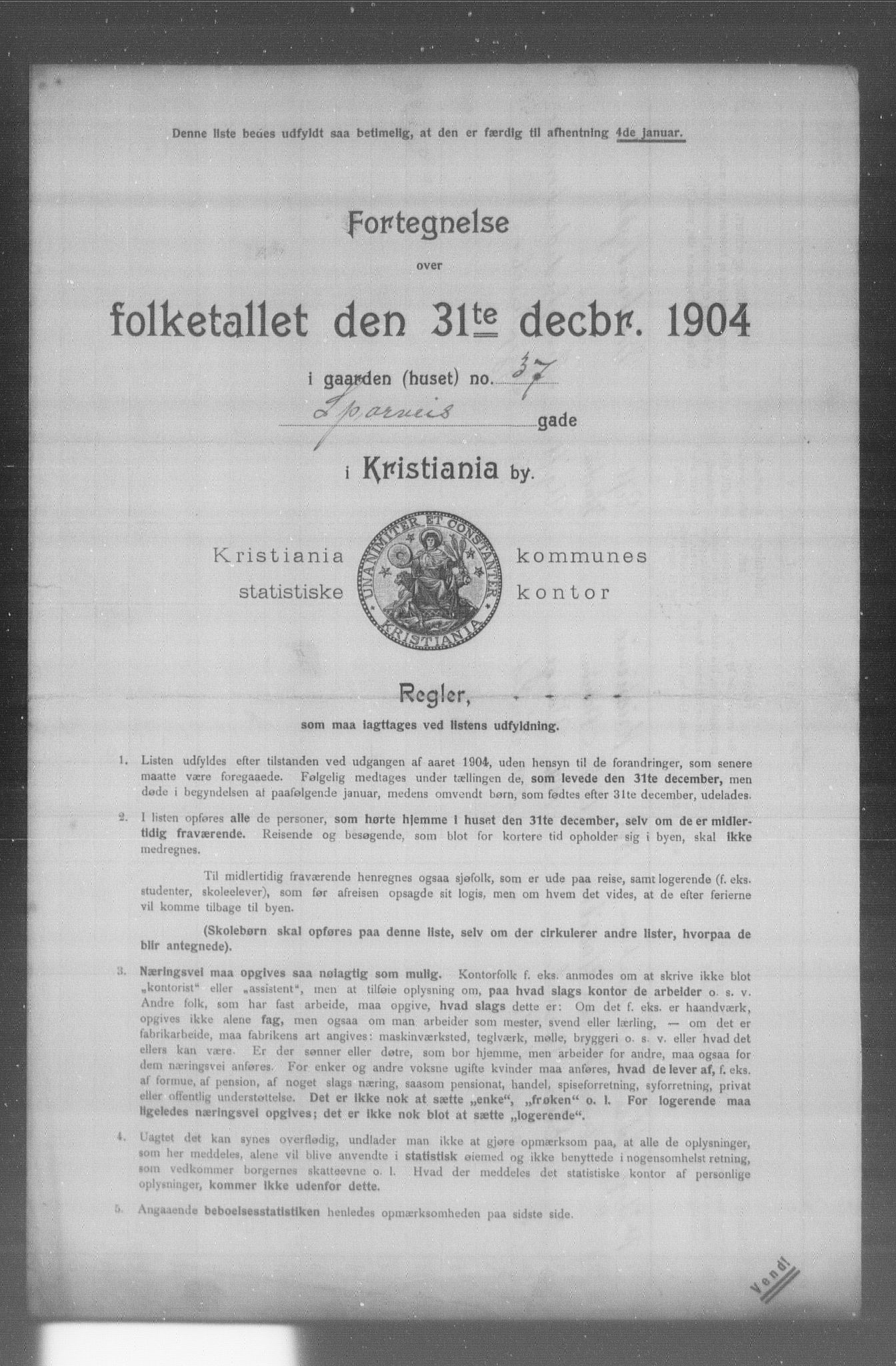 OBA, Municipal Census 1904 for Kristiania, 1904, p. 19090