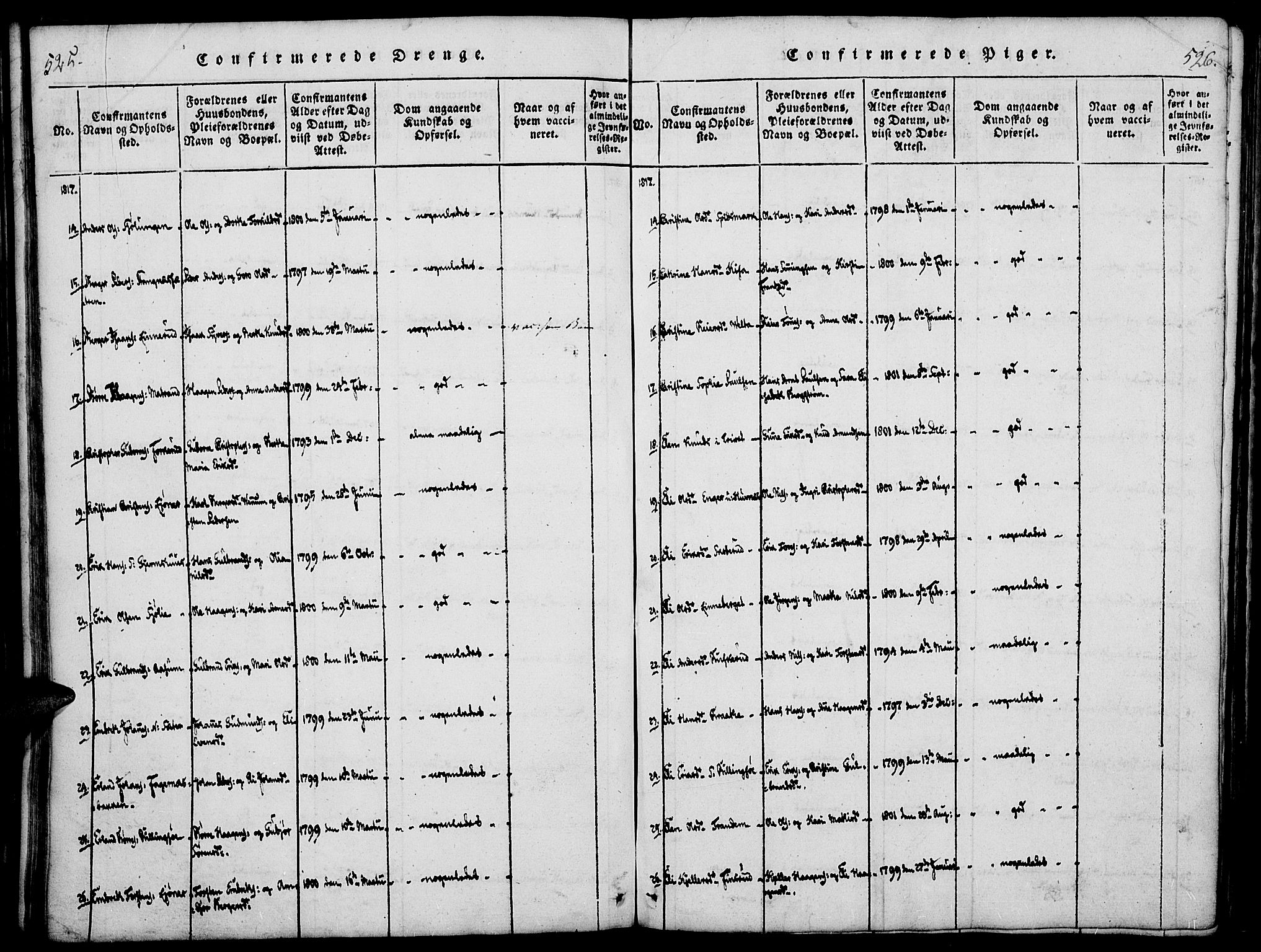 Vinger prestekontor, AV/SAH-PREST-024/H/Ha/Haa/L0006: Parish register (official) no. 6, 1814-1825, p. 525-526