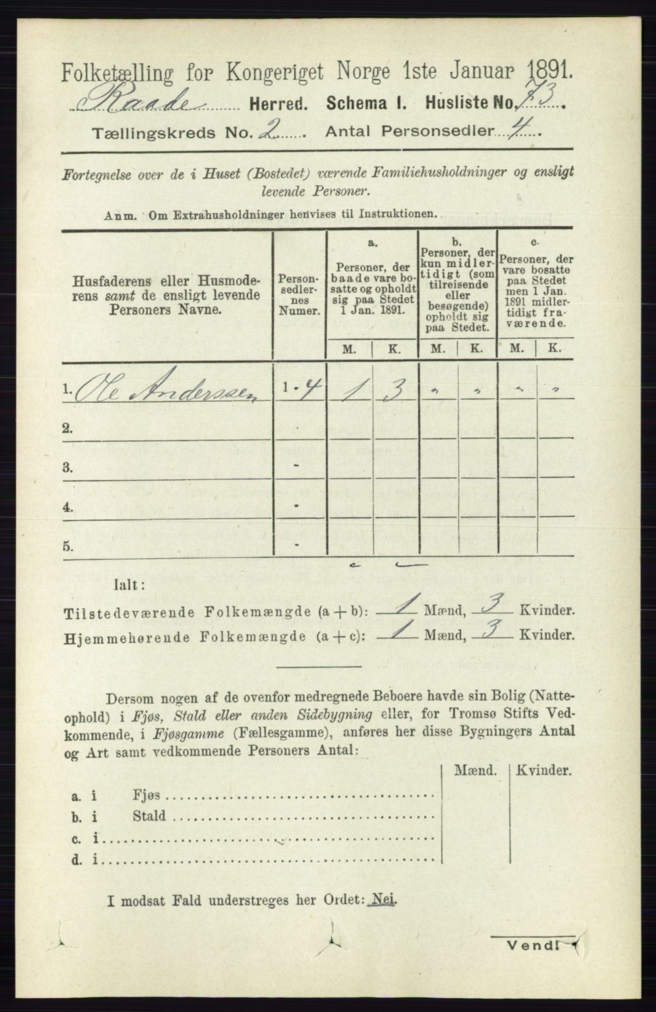 RA, 1891 census for 0135 Råde, 1891, p. 602